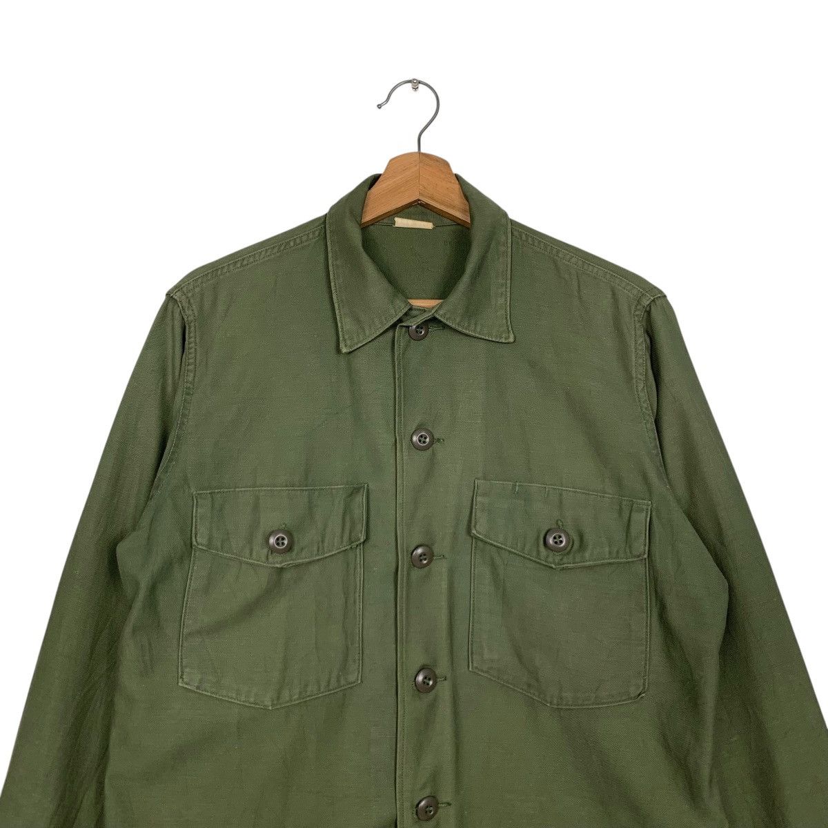 Vintage 1960s US ARMY OG-107 Cotton Sateen Utility Shirt #2760-C124 Size US L / EU 52-54 / 3 - 2 Thumbnail