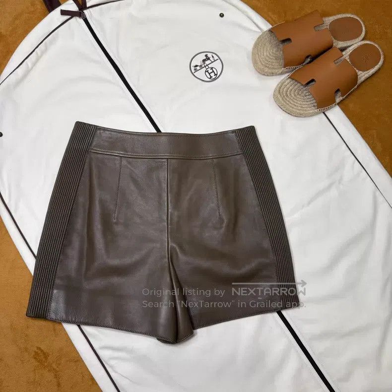 Hermes Hermes Brown and Coffee Color Sheepskin Half Zip Short Pan Size 24" / US 00 / IT 34 - 2 Thumbnail