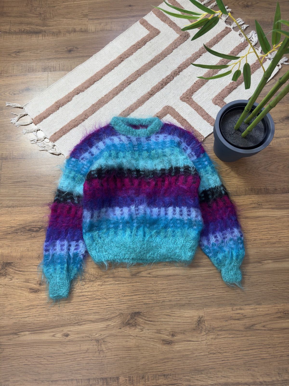 Vintage VINTAGE MOHAIR Y2K KNITTED STRIPED SWEATER Size M / US 6-8 / IT 42-44 - 2 Thumbnail