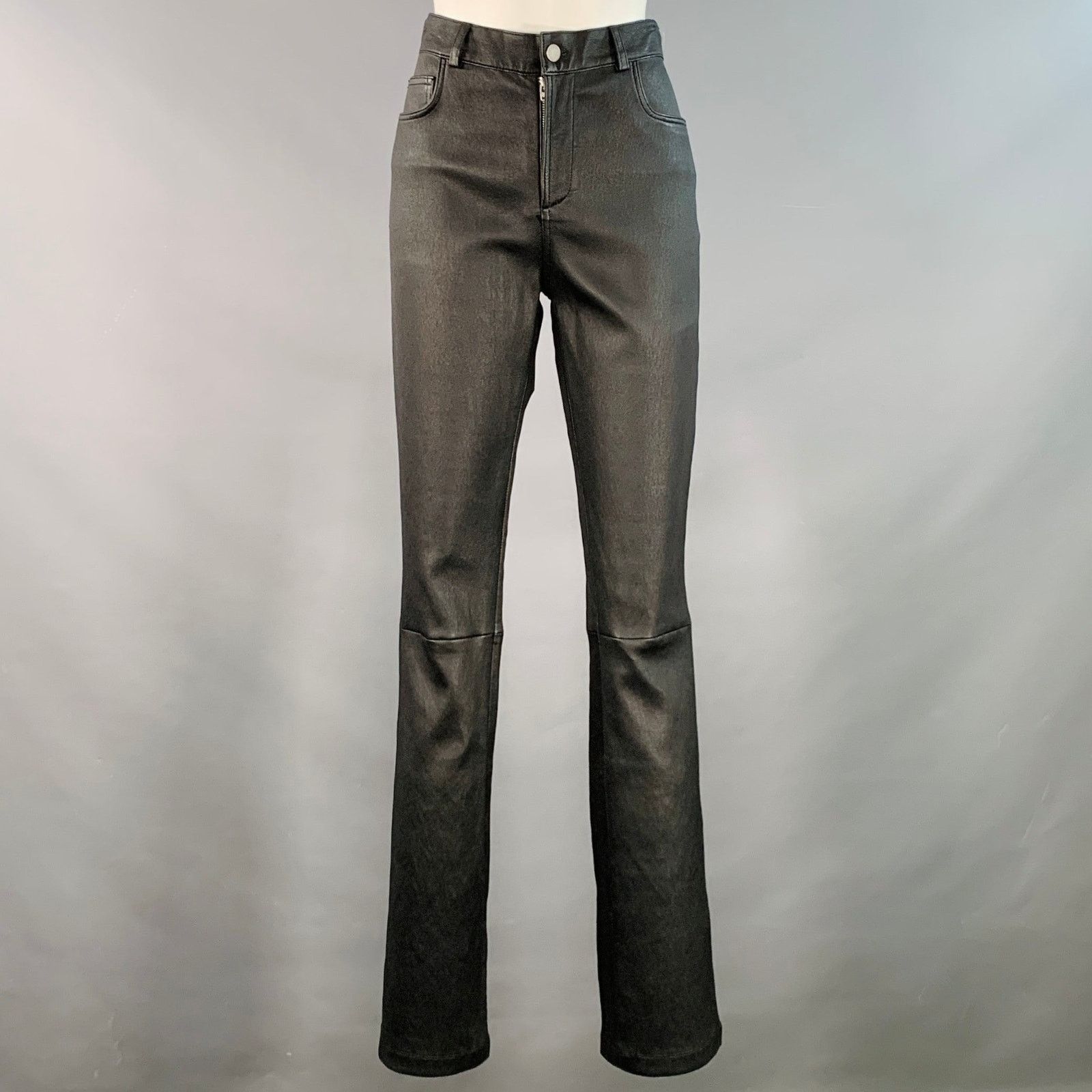 Other ALAN BILZERIAN Black Lambskin Leather Flared Casual Pants Size 27" / US 4 / IT 40 - 1 Thumbnail