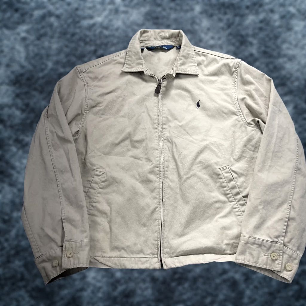 Polo Ralph Lauren VINTAGE Polo Ralph Lauren Jacket Mens XL Beige Cotton Bomber Zip Preppy 90s Size US XXL / EU 58 / 5 - 1 Thumbnail