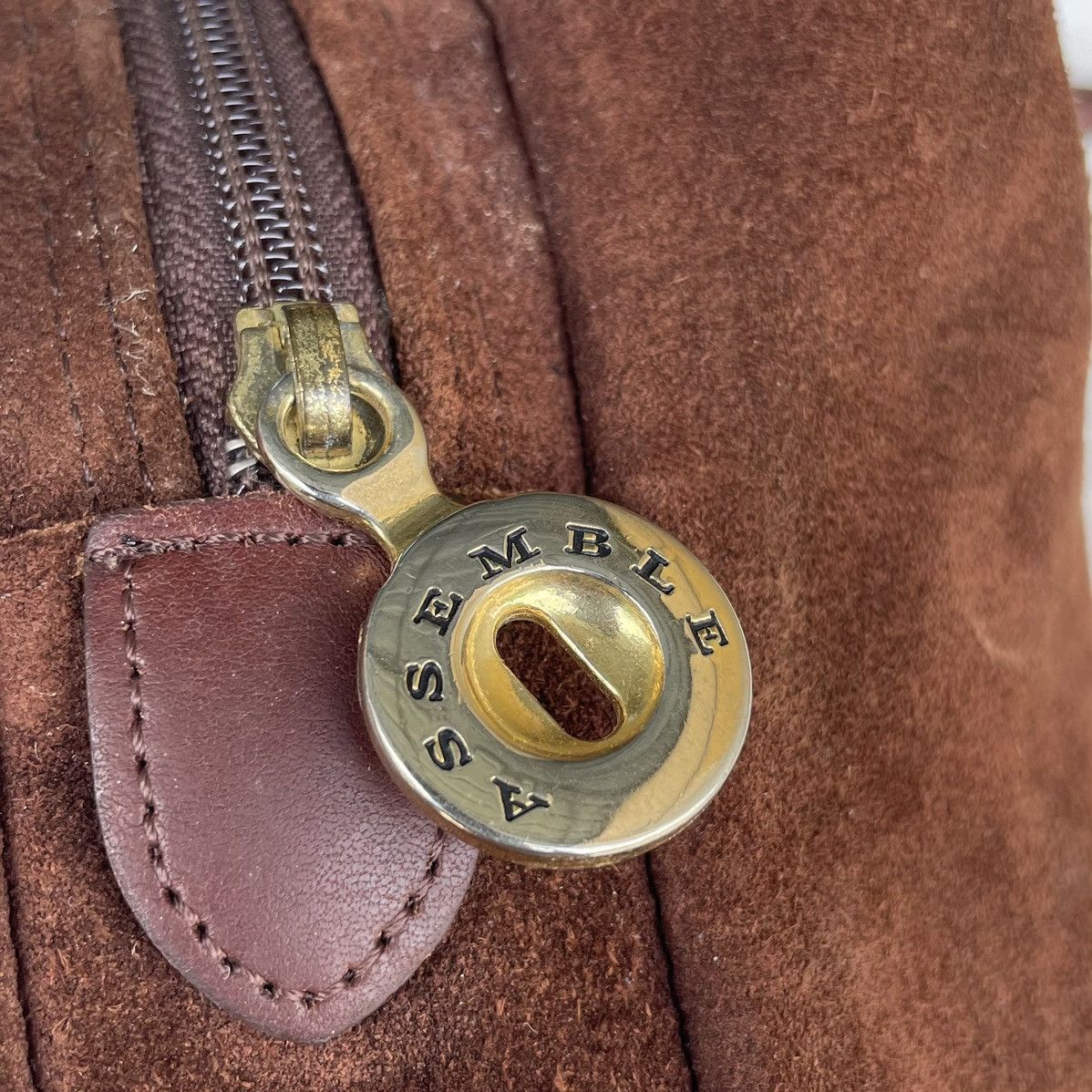 Leather × Vintage Vintage Assemble Dark Brown Suede Leather Bag Size ONE SIZE - 8 Thumbnail