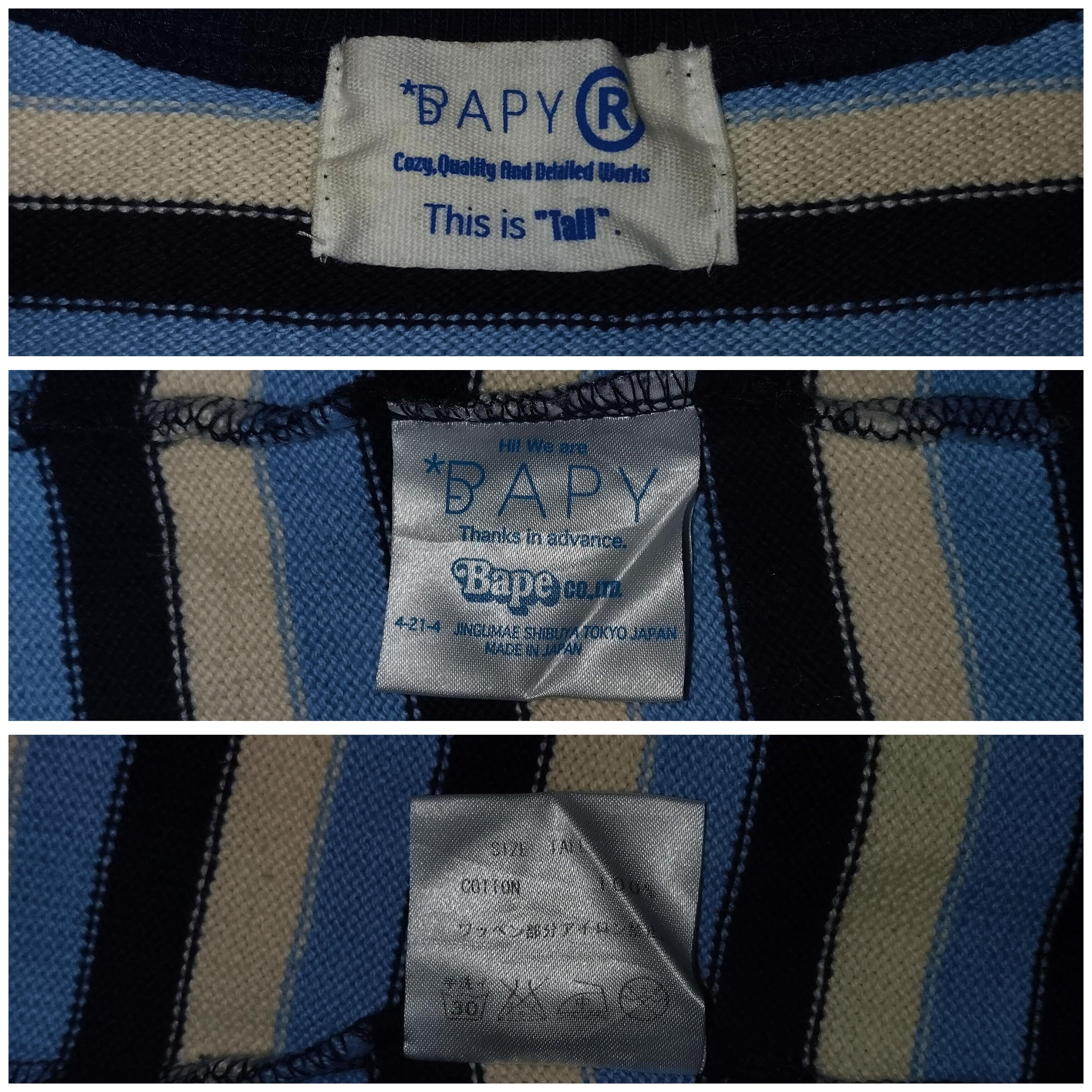 Bape Vintage BAPY by A Bathing Ape Ribbed Stripe Knit Tee Size S / US 4 / IT 40 - 7 Thumbnail