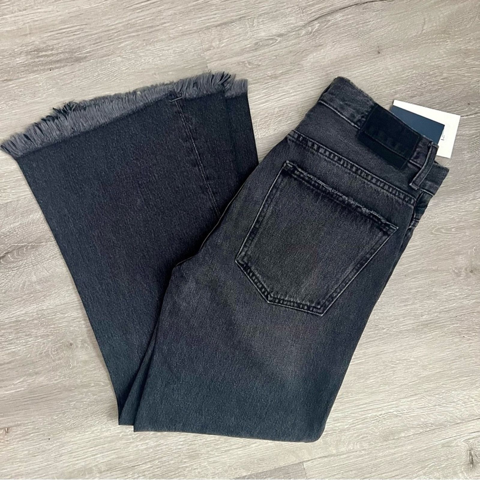 THE GREAT NWT The Great The Kick Bell Jeans Onyx Black Denim Tassel 26 Size 26" / US 2 / IT 38 - 10 Thumbnail