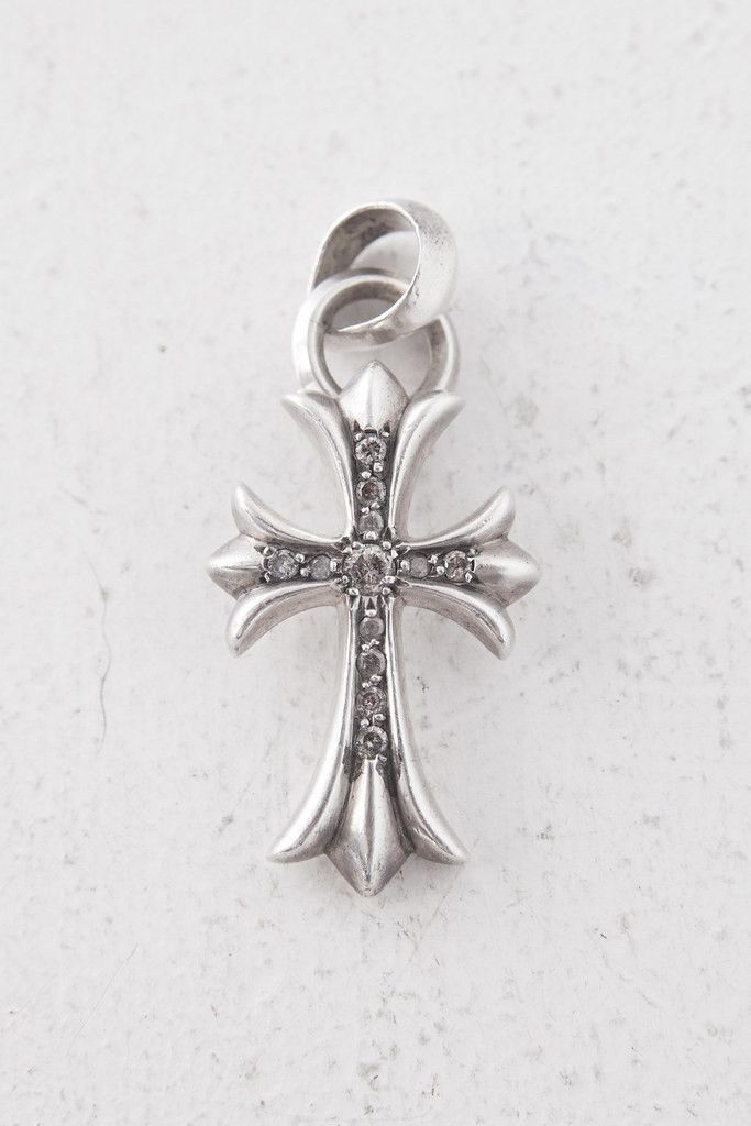 image of Chrome Hearts Cross Pendant With Diamonds in Silver, Men's