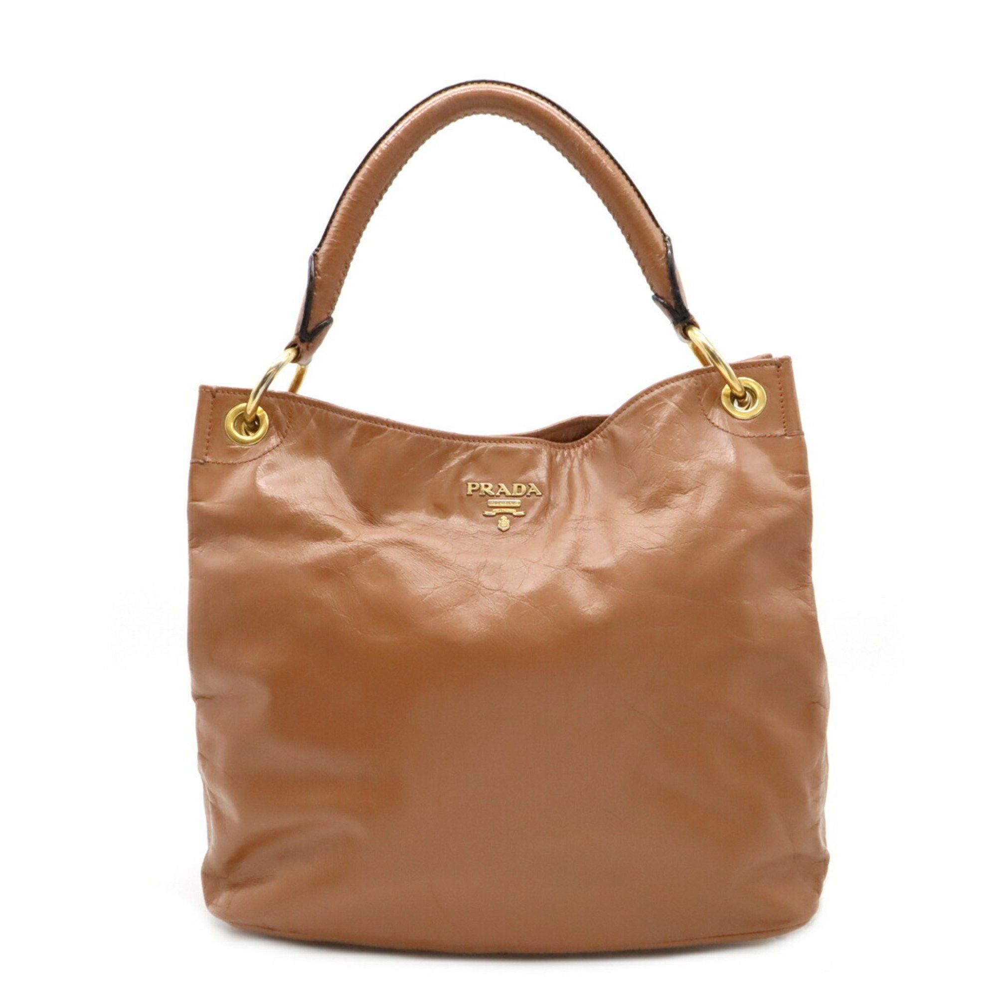 Prada Shoulder Bag Handbag Leather Dark Salmon Br4829, Women's