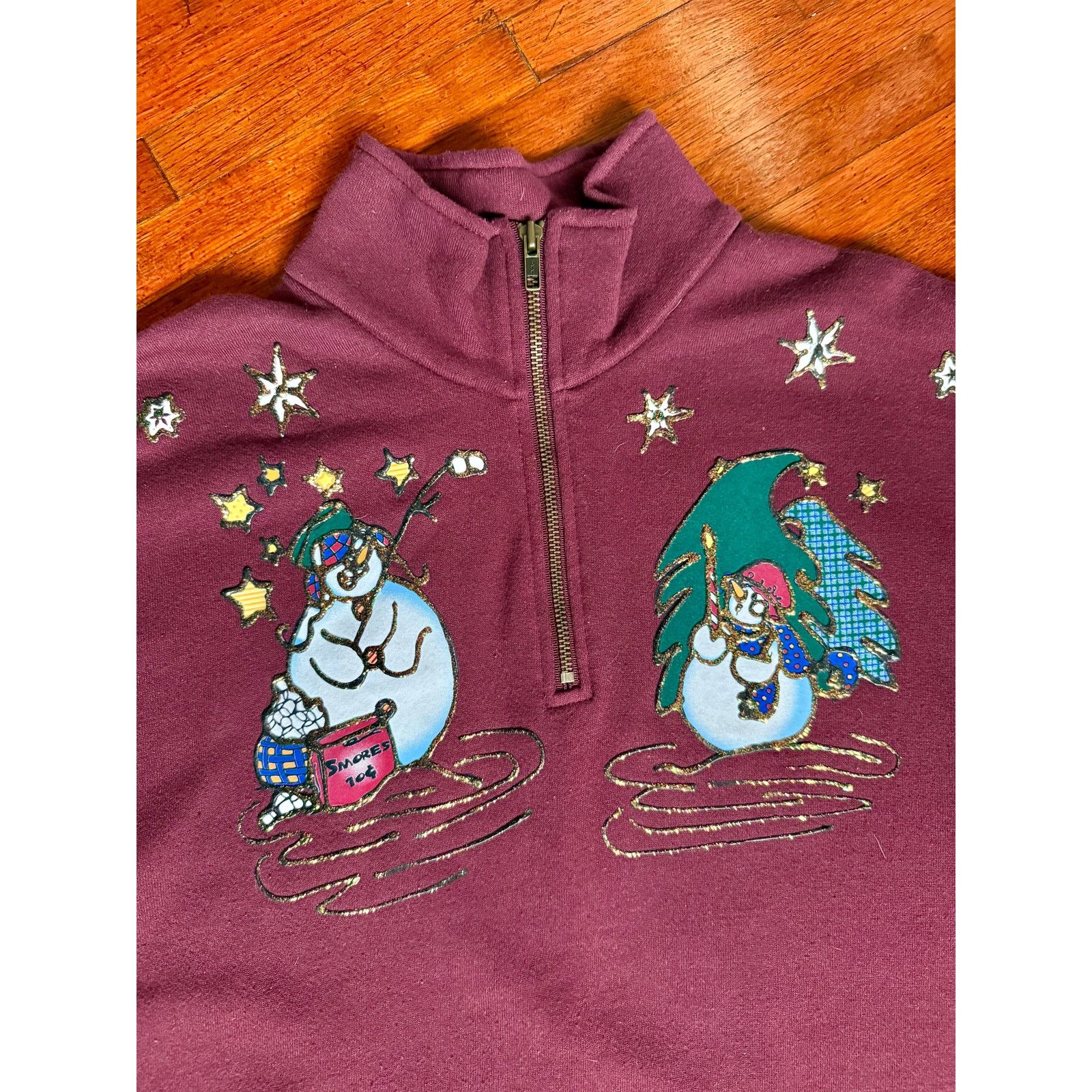 Lee Vintage Red Christmas Snowman Winter Zipper Sweatshirt Large Size L / US 10 / IT 46 - 3 Thumbnail