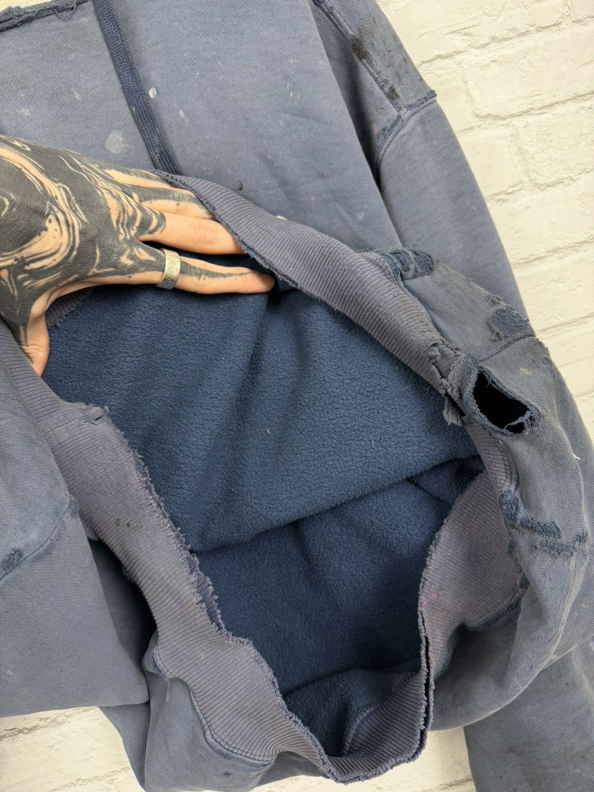 Champion (XL) APOCALYPTIC THRASHED OUT Faded Blue Champion Hoodie Size US XL / EU 56 / 4 - 14 Thumbnail
