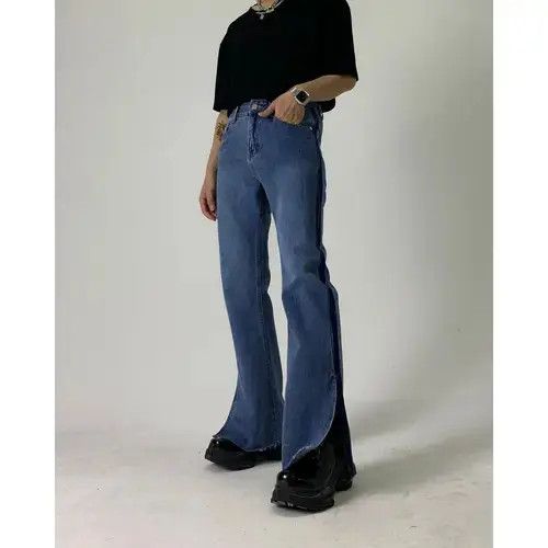 Japanese Brand Fashion straight-leg loose-fitting slit jeans Size US 32 / EU 48 - 2 Thumbnail