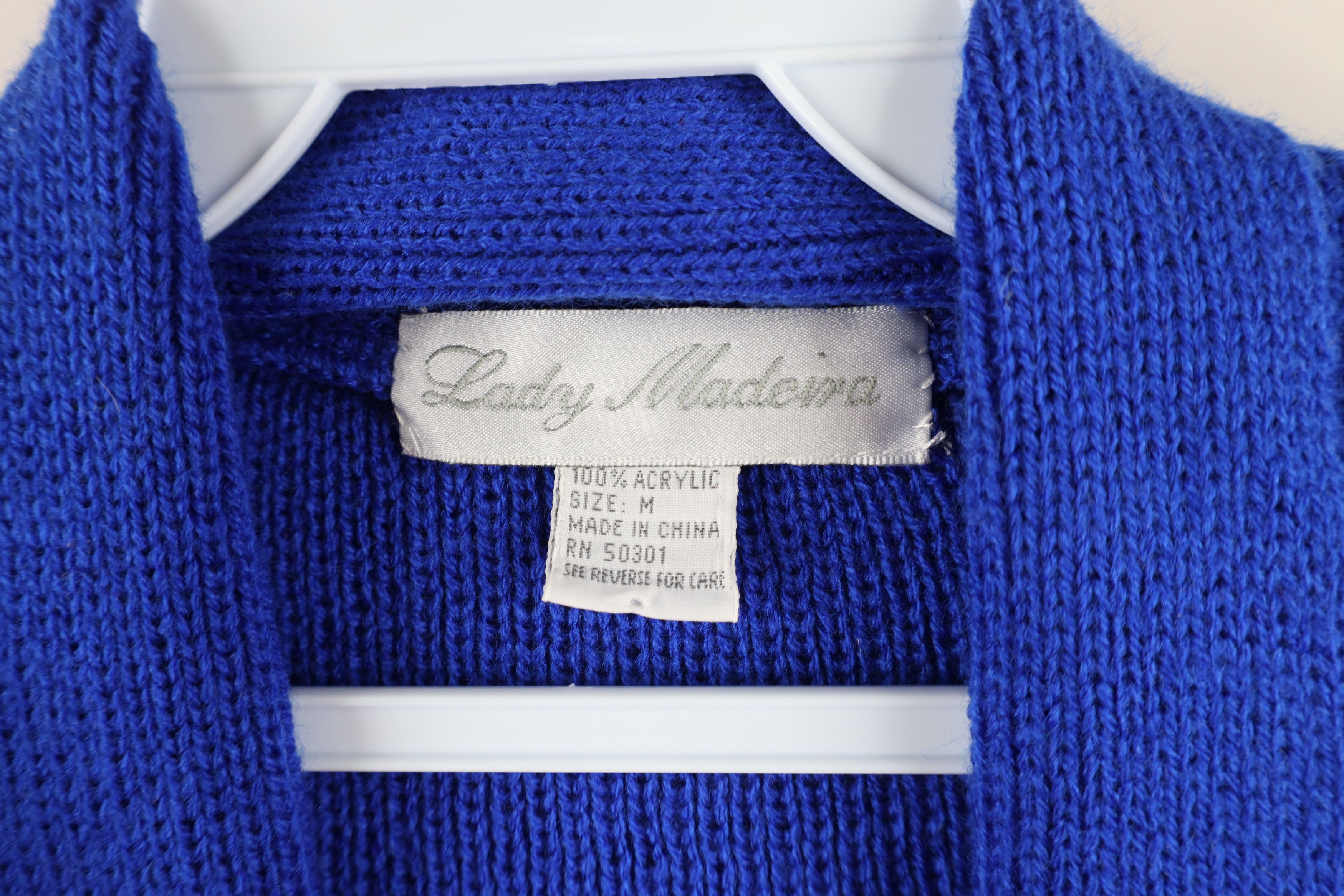 Vintage Vintage 90s Mid Mod Pleated Knit Sweater Vest Royal Blue Size M / US 6-8 / IT 42-44 - 4 Thumbnail