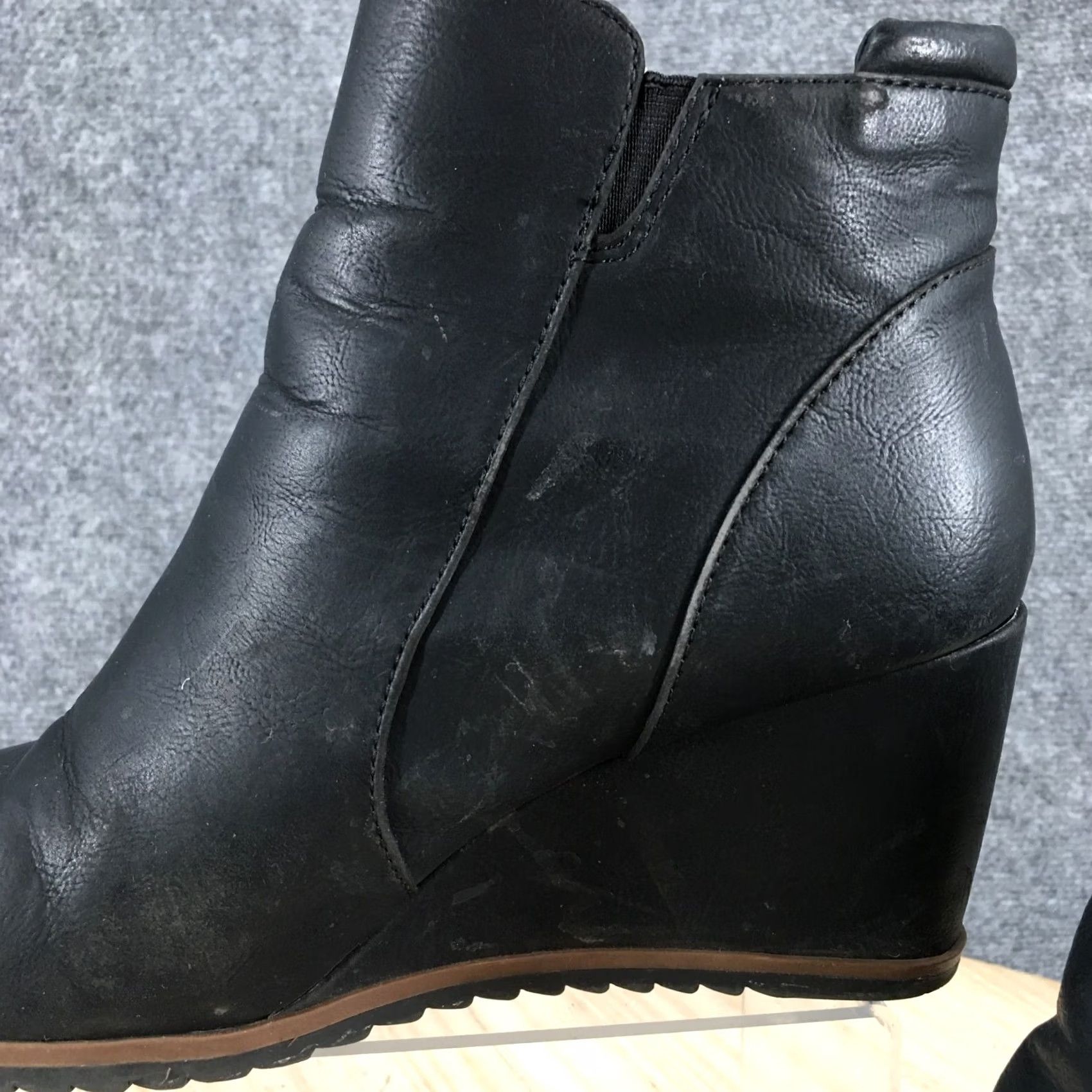 Vintage SOUL By Naturalizer Haley Boots Womens 10 M Haley Side Zip Wedge Ankle Bootie Black Shoes Size US 10 / IT 40 - 4 Thumbnail
