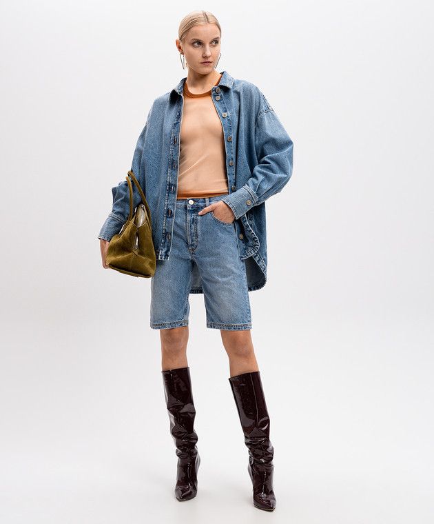 The Attico o1s22i1n0325 Jeans Boyfriend Bermuda Short in Blue Size 28" / US 6 / IT 42 - 2 Thumbnail