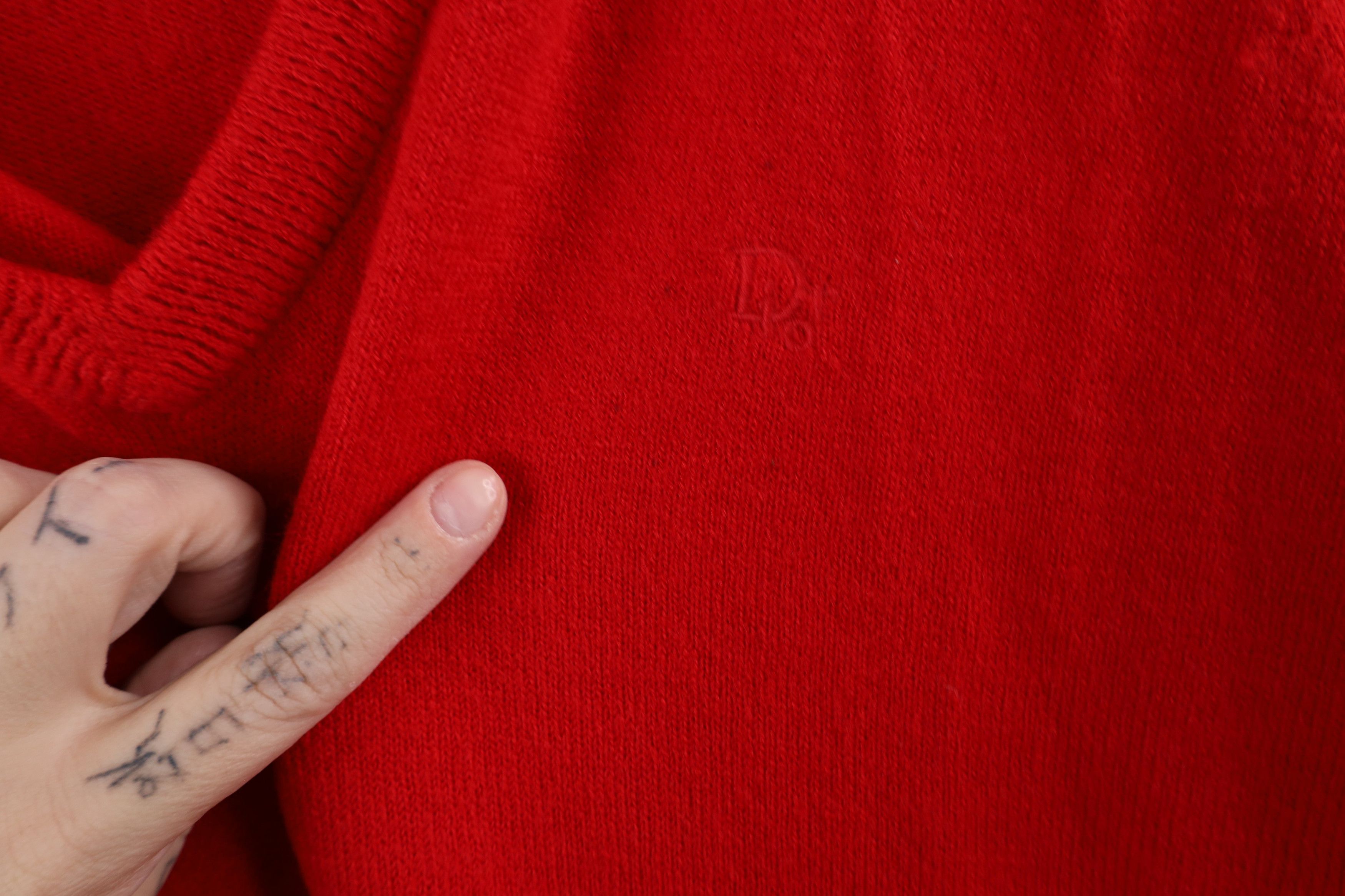 Christian Dior Monsieur × Vintage Vintage 90s Christian Dior Out Knit V-Neck Sweater Red USA Size US XL / EU 56 / 4 - 5 Thumbnail