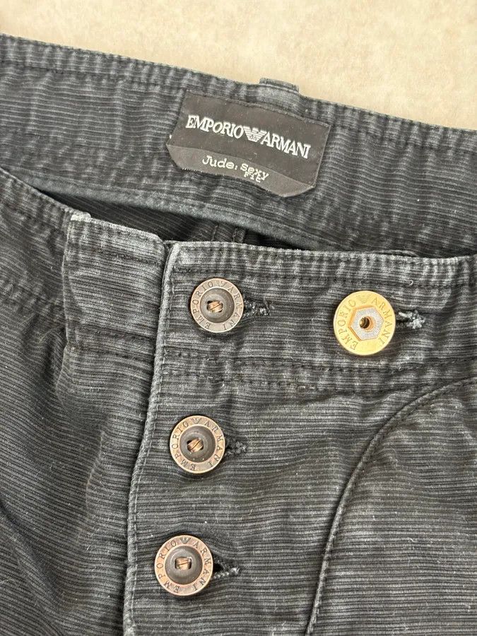 Emporio Armani Armani Black Corduroy Cargo Pants Size US 33 - 8 Thumbnail