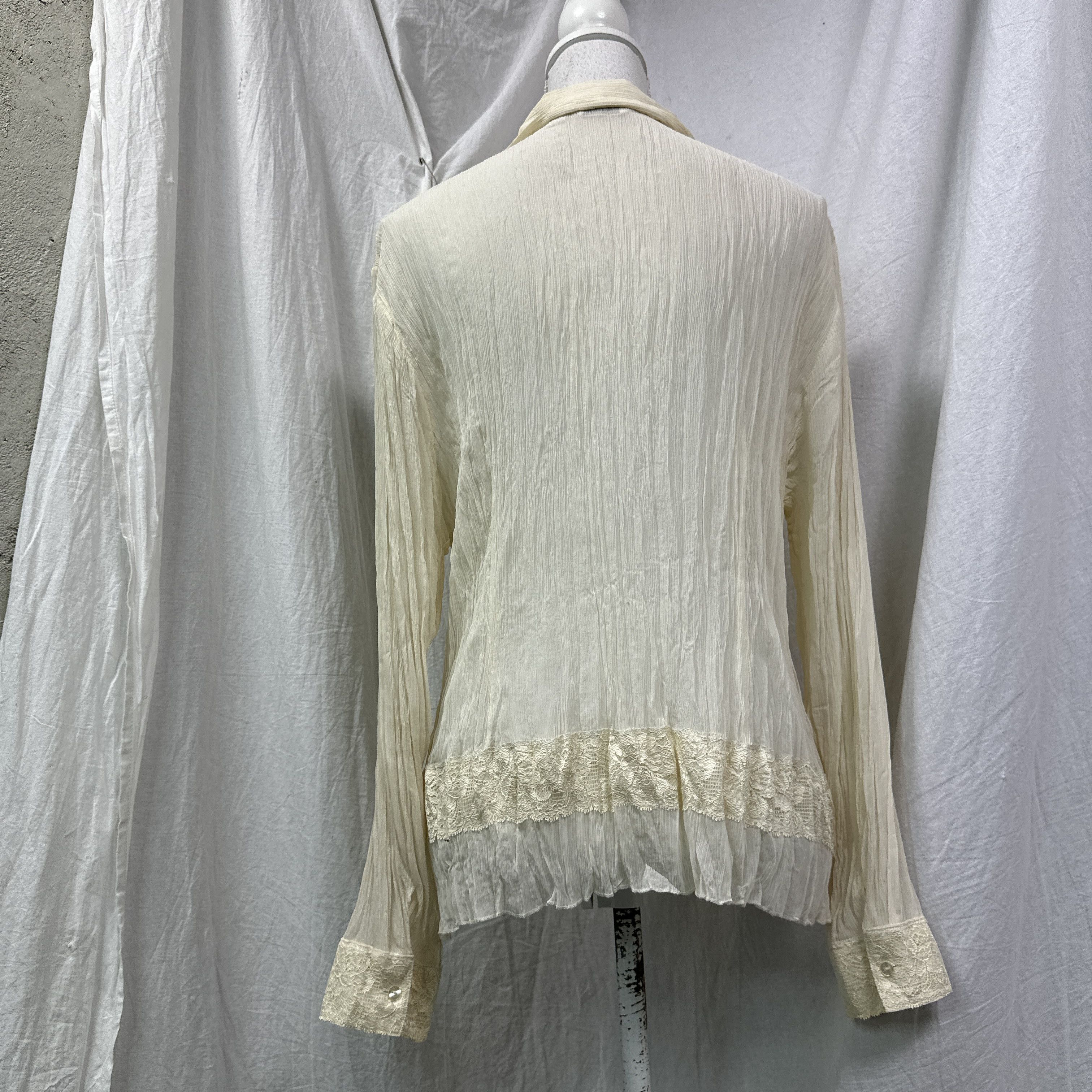 Vintage Vintage Avant Garde Off White Cream Lace Plated Shirt 00s Size L / US 10 / IT 46 - 8 Thumbnail