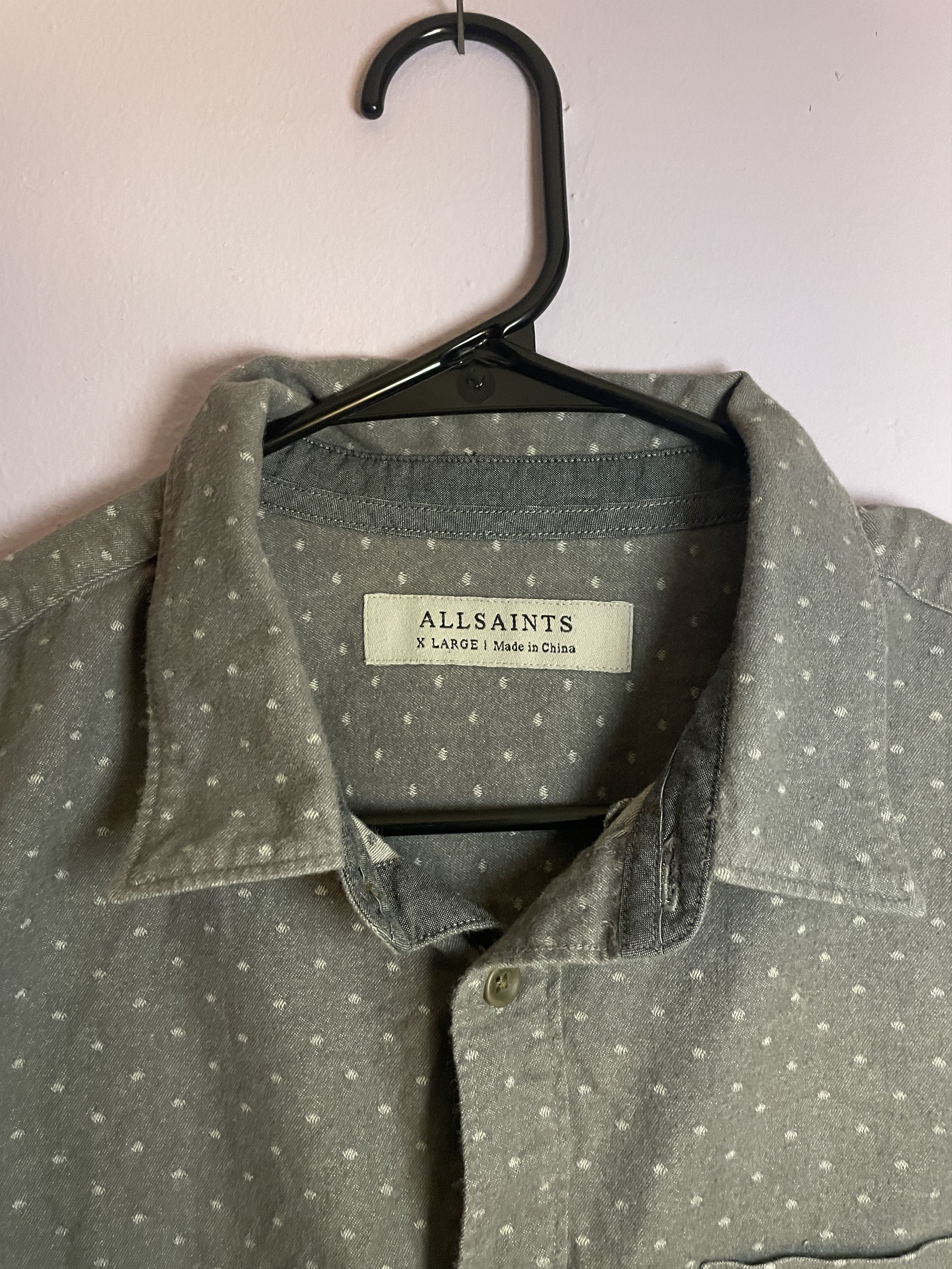 Allsaints Grey / White Dots button up Size US XL / EU 56 / 4 - 2 Thumbnail