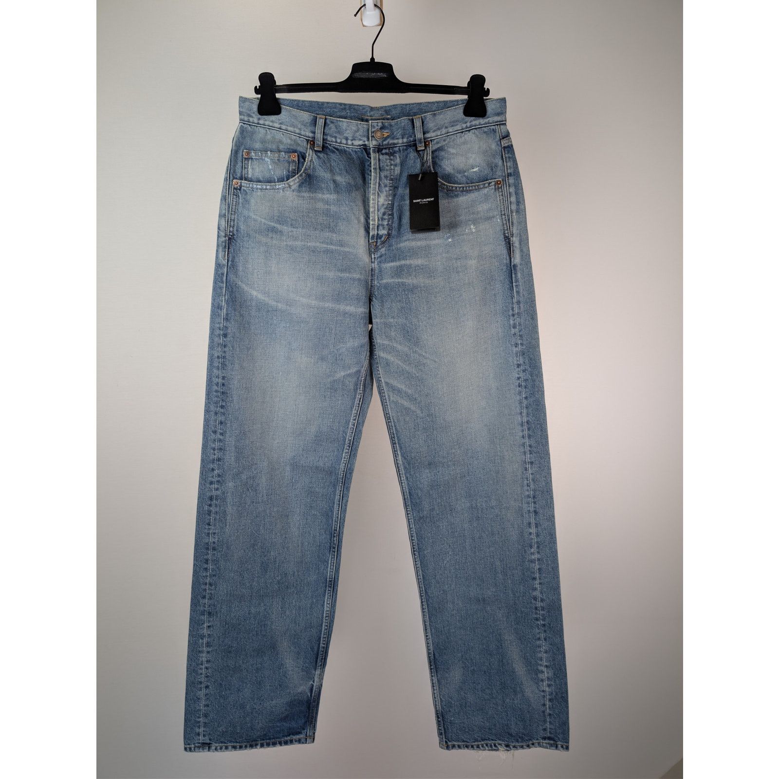 Saint Laurent Paris o1rshd1 Adjusted Maxi Long Baggy Denim Jeans Charlotte Blue Size US 32 / EU 48 - 1 Thumbnail