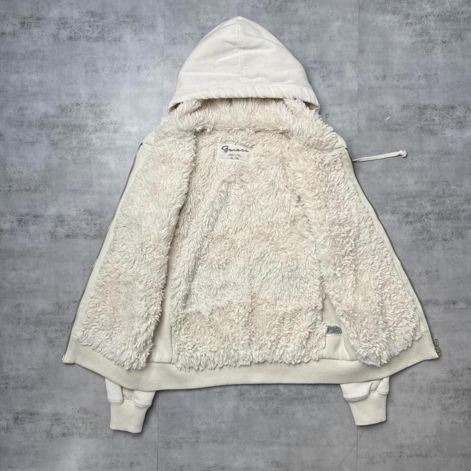 Guess Y2K Guess Cream Sherpa lined zip up hoodie Size US XL / EU 56 / 4 - 3 Thumbnail