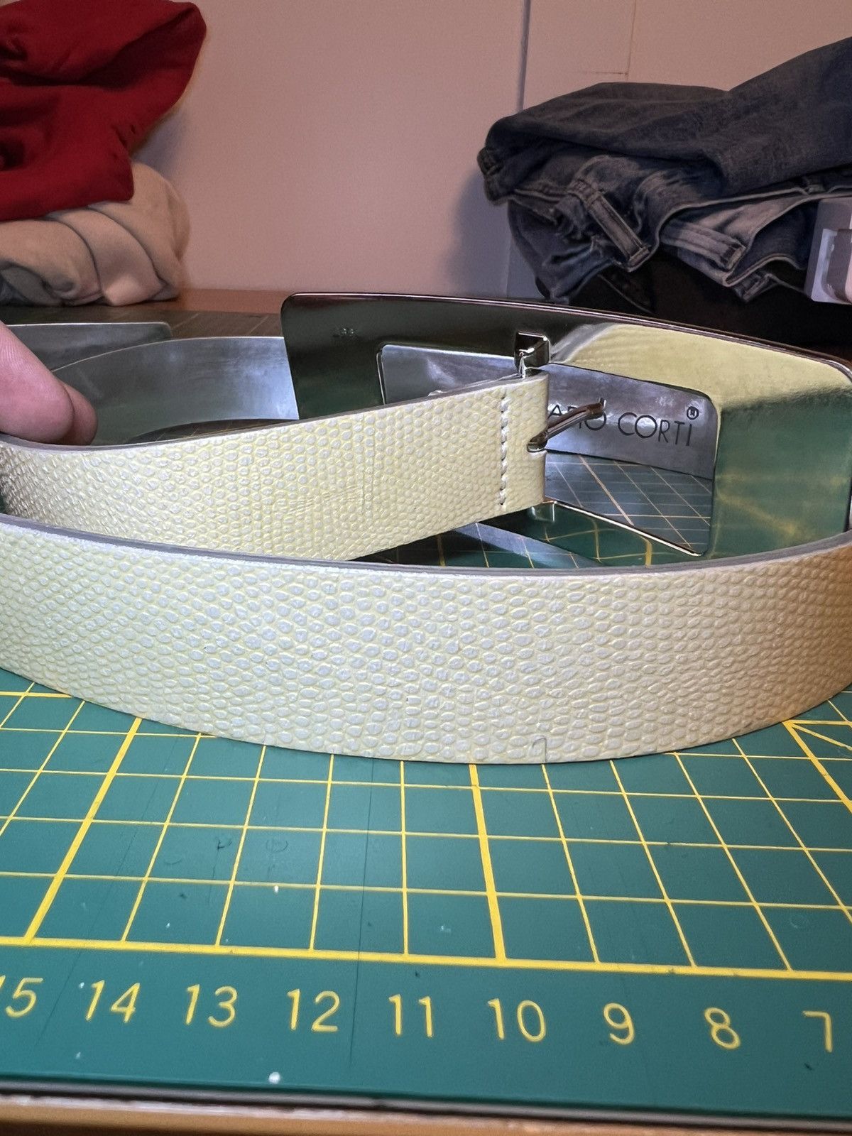 Vintage Fabio Corti reversible snakeskin/silver Italian leather belt Size ONE SIZE - 7 Thumbnail