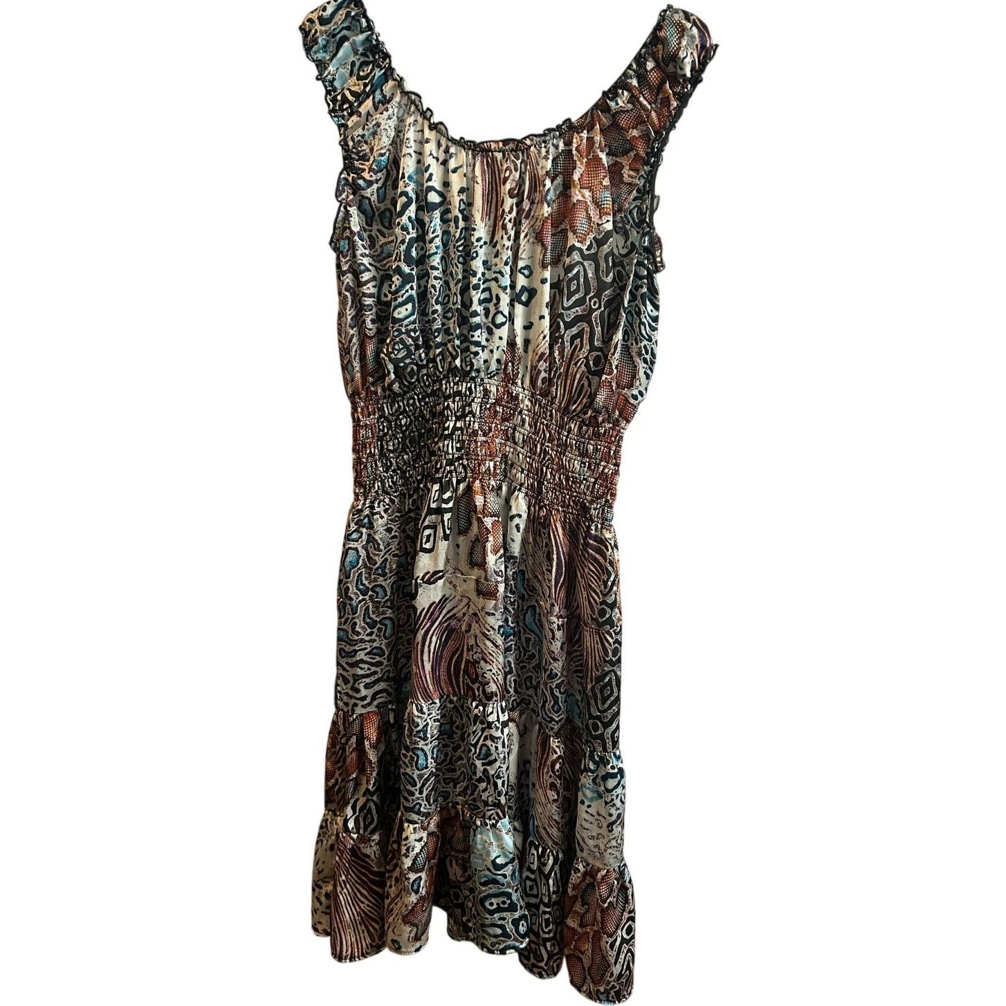 Other Lapis Animal Print Dress Multi M Y2K Patchwork Smocked Size M / US 6-8 / IT 42-44 - 2 Thumbnail