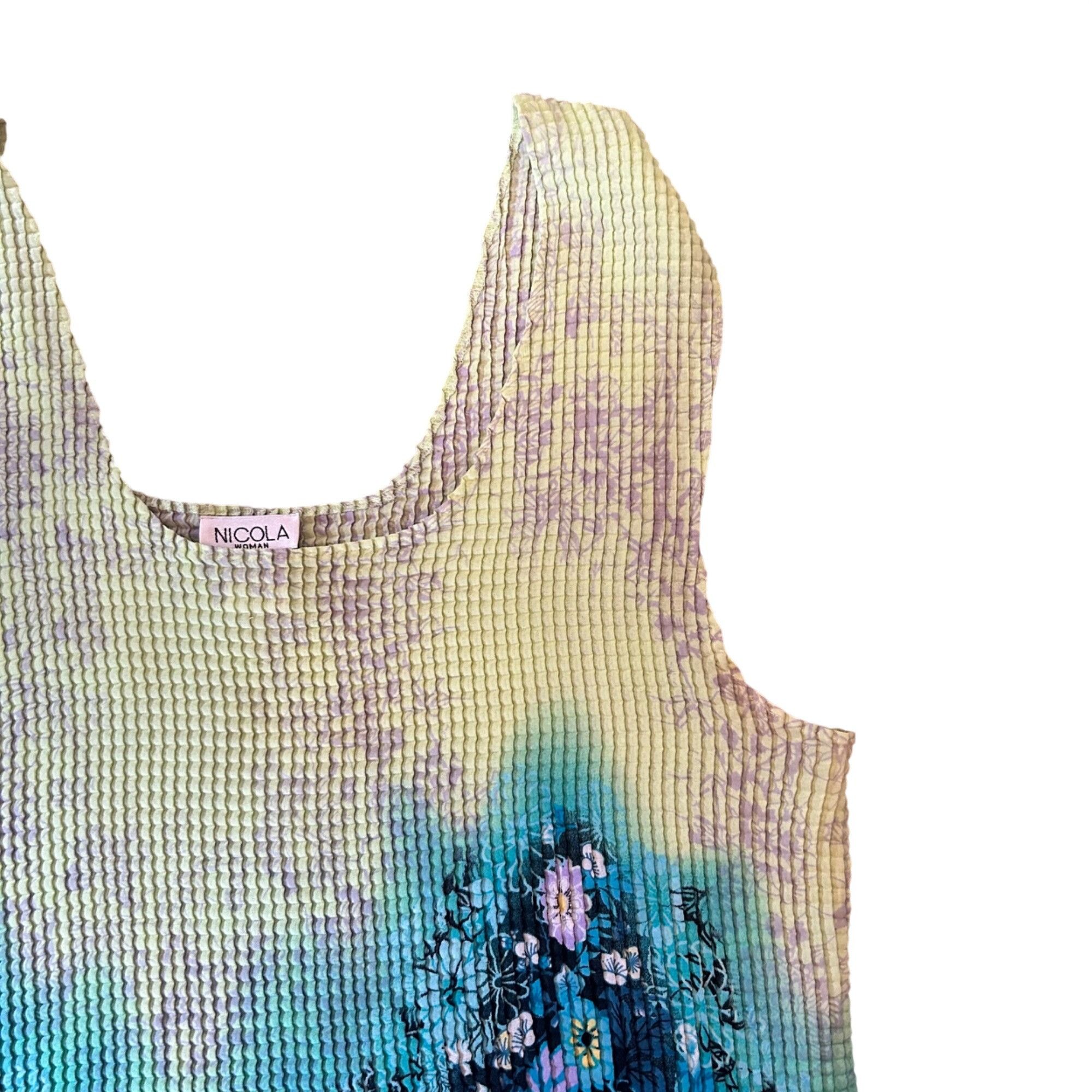 Vintage Vintage Nicola Y2K Vibrant Floral Crinkle Scrunch 2X Top Size XXL / US 16-18 / IT 52-54 - 2 Thumbnail