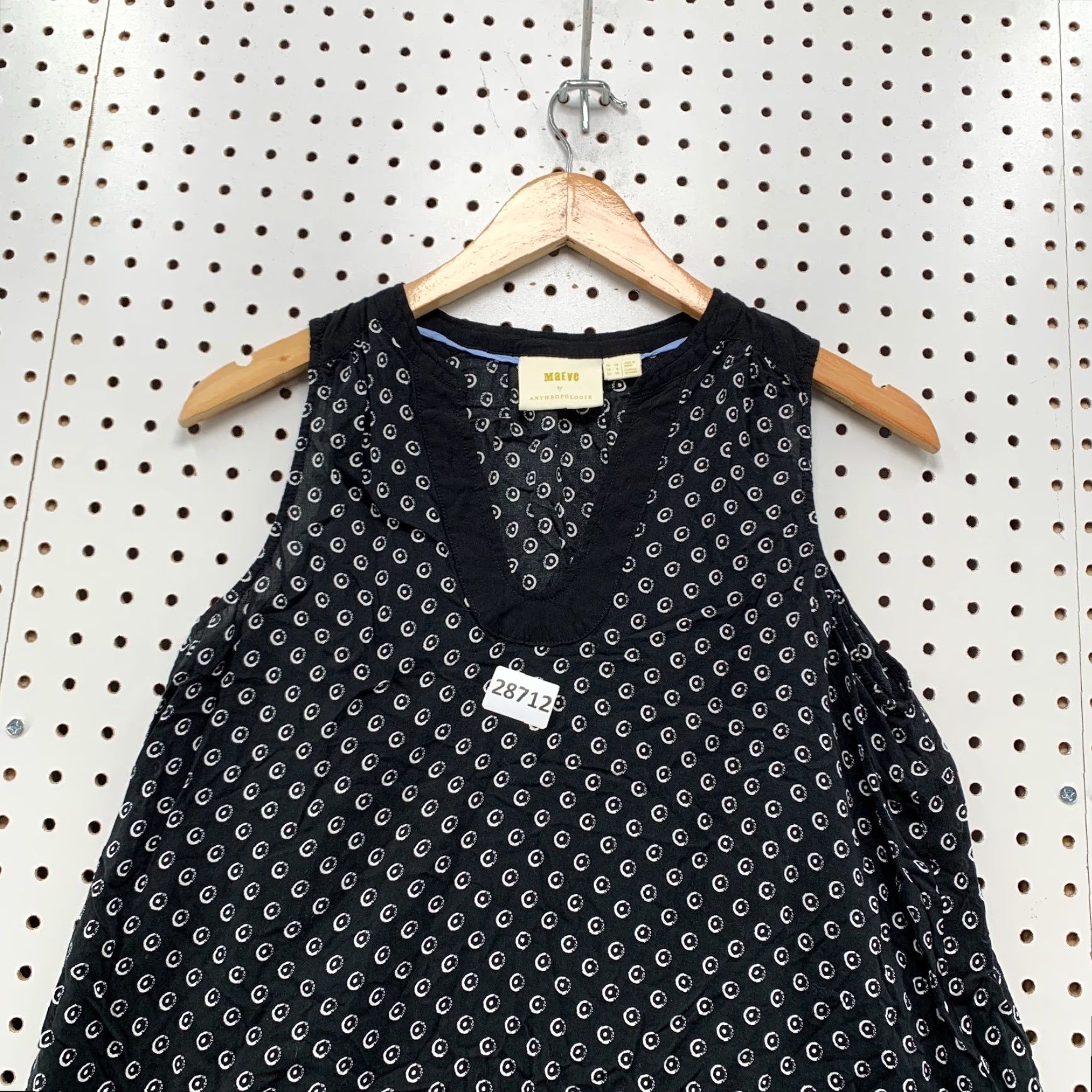 Vintage VINTAGE Anthropologie Maeve Tank Top Women Size 8 Sleeveless V-Neck Polka Dot Black White 17x22 Size M / US 6-8 / IT 42-44 - 2 Thumbnail
