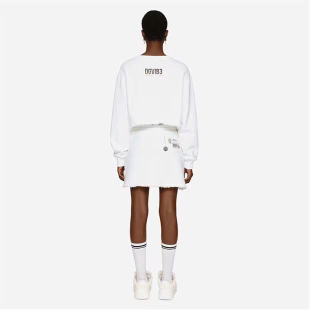 Dolce & Gabbana o1g2r1mq1024 Long Sleeved Round Neck Sweatshirt in White Size M / US 6-8 / IT 42-44 - 4 Thumbnail