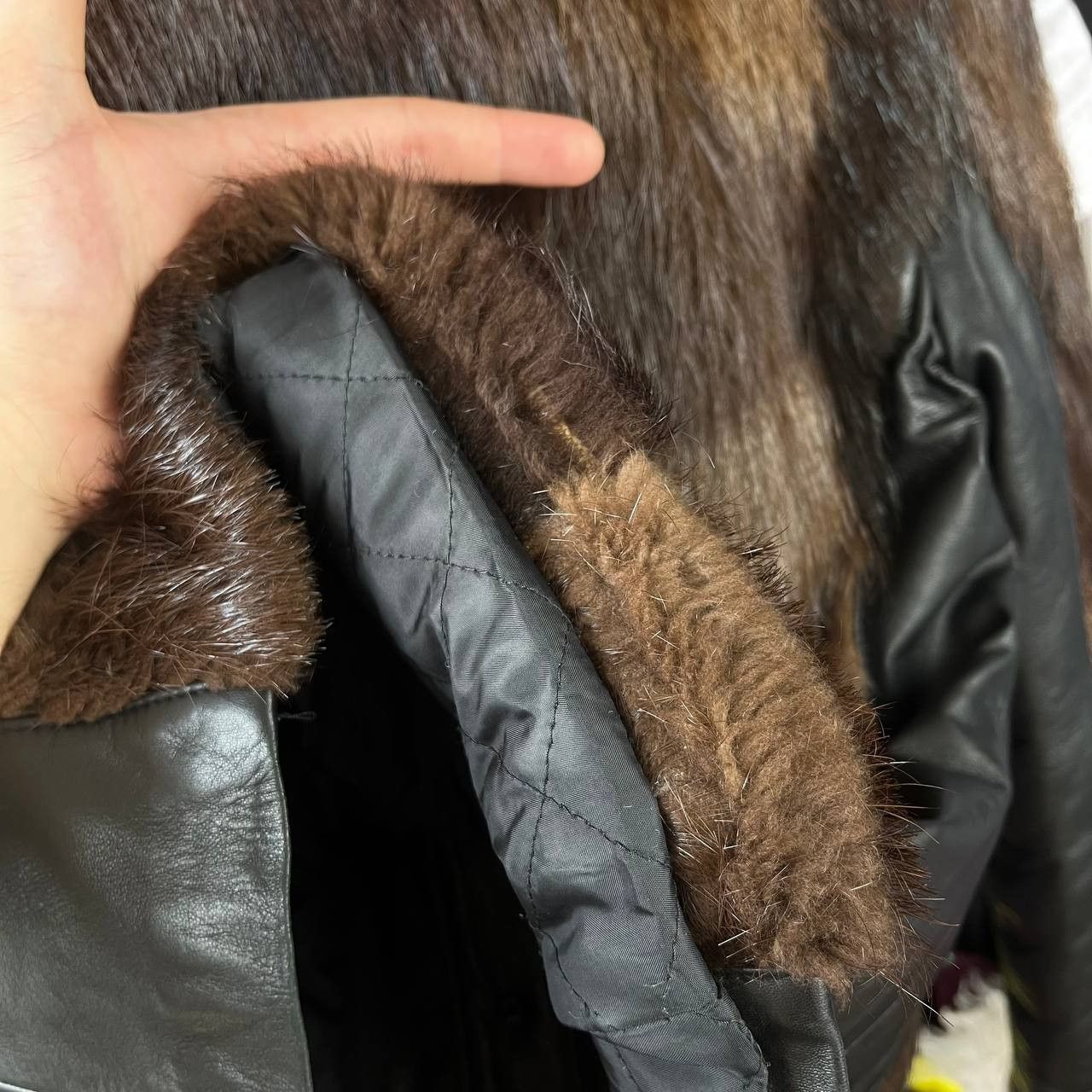 Vintage Vintage Womens Leather Fur Black/Brown Jacket Y2K Size M / US 6-8 / IT 42-44 - 11 Thumbnail