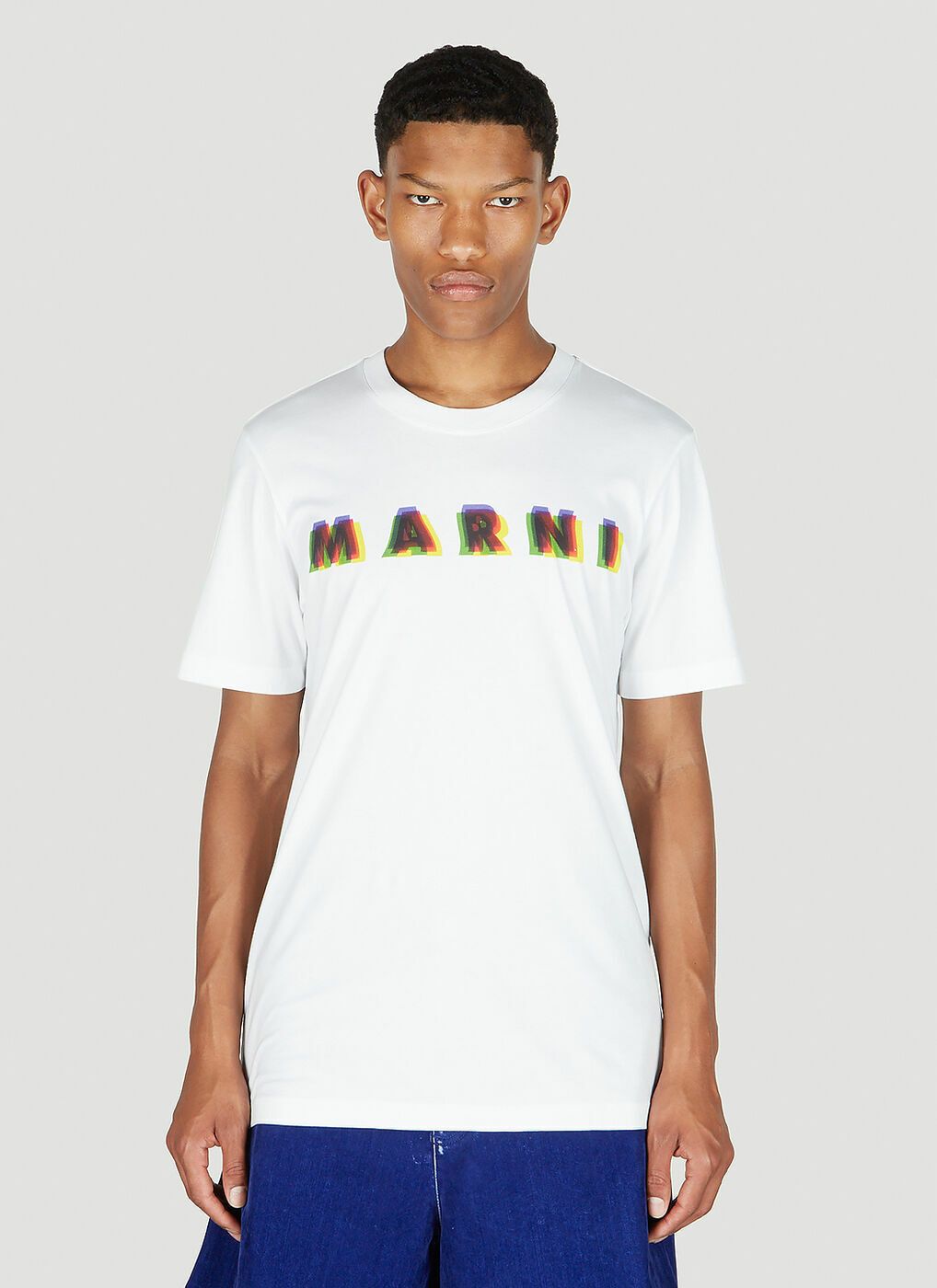 Marni o1y0225 Logo Crewneck T-Shirt in White Size US S / EU 44-46 / 1 - 1 Thumbnail