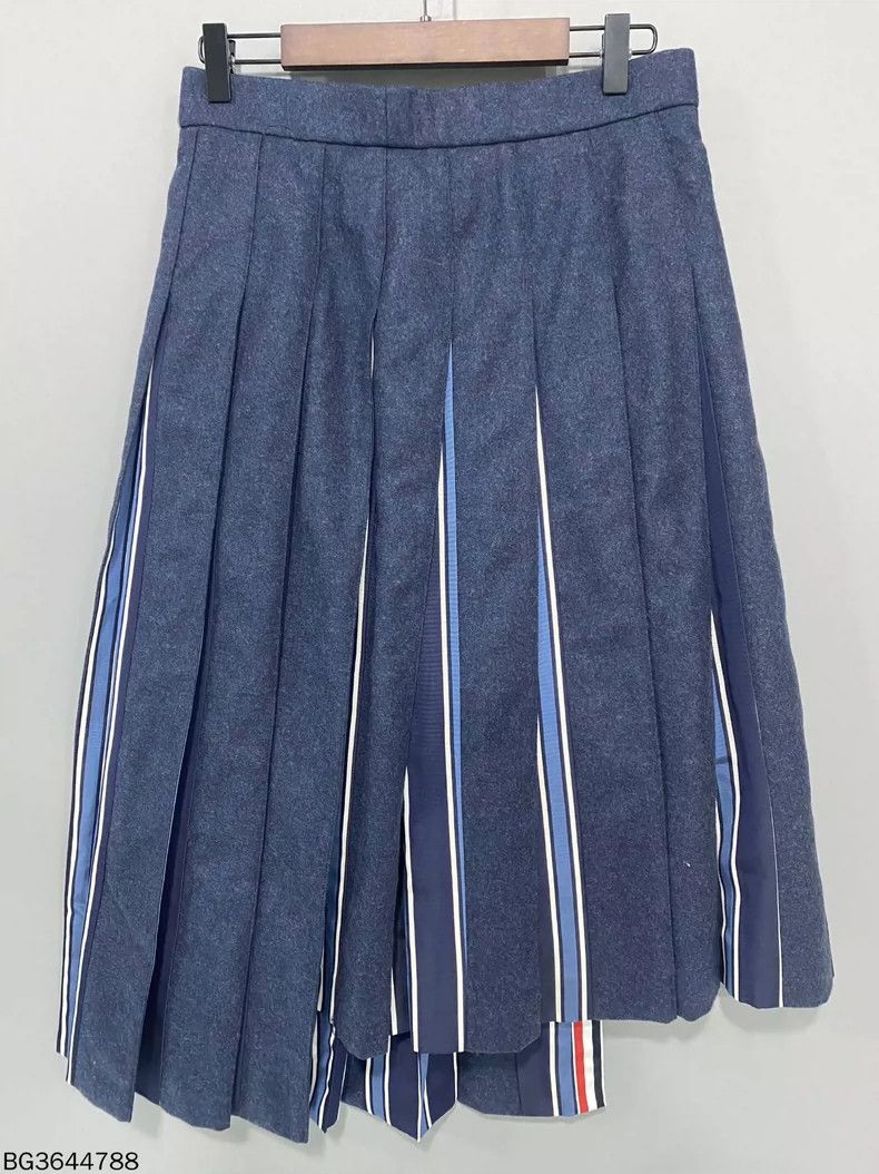 Thom Browne Blue pleated wool skirt