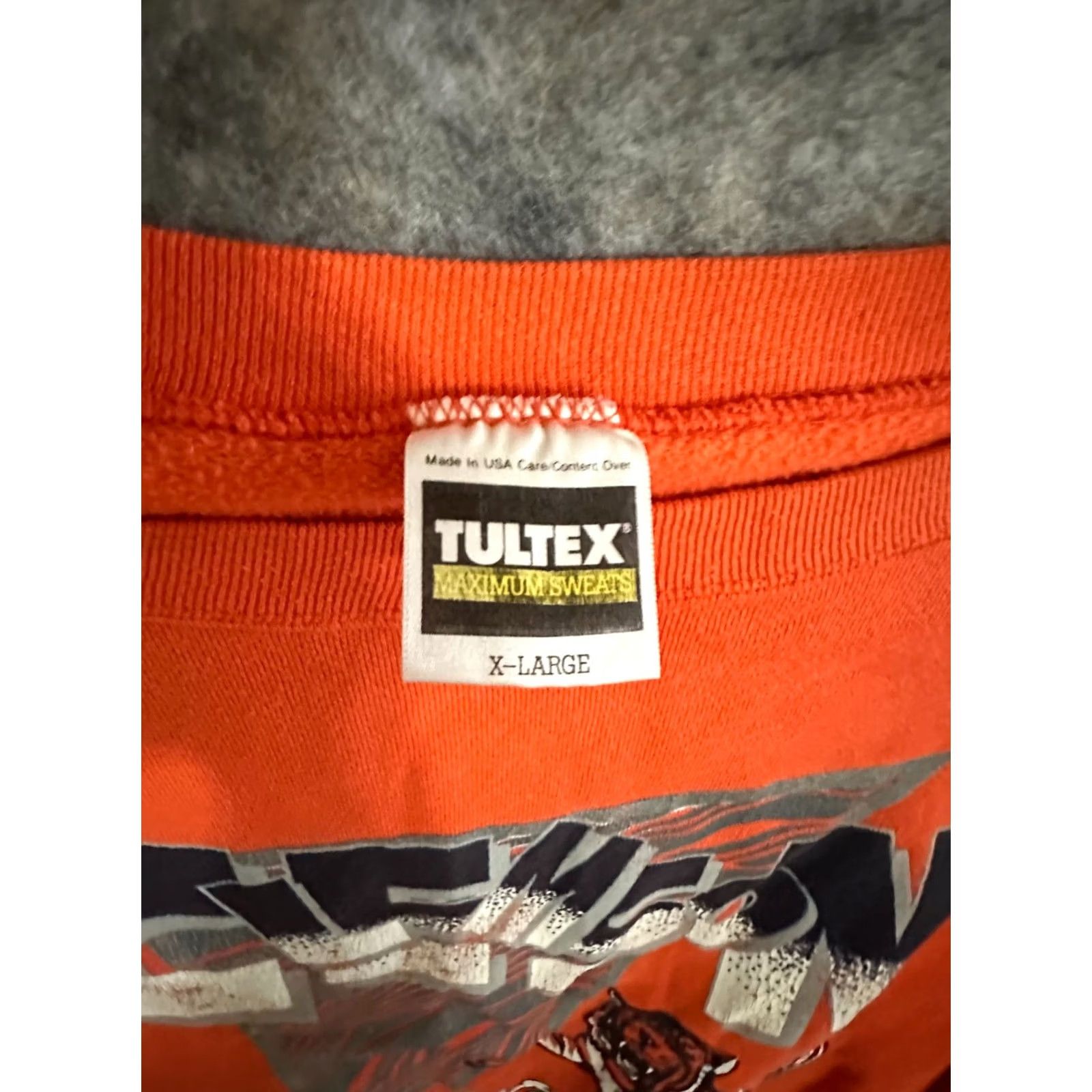Tultex VINTAGE Clemson University Sweatshirt Mens XL Orange 90s Tultex Made in USA College Football Pullover Crew Neck Long Sleeve Regular Size US XL / EU 56 / 4 - 2 Thumbnail