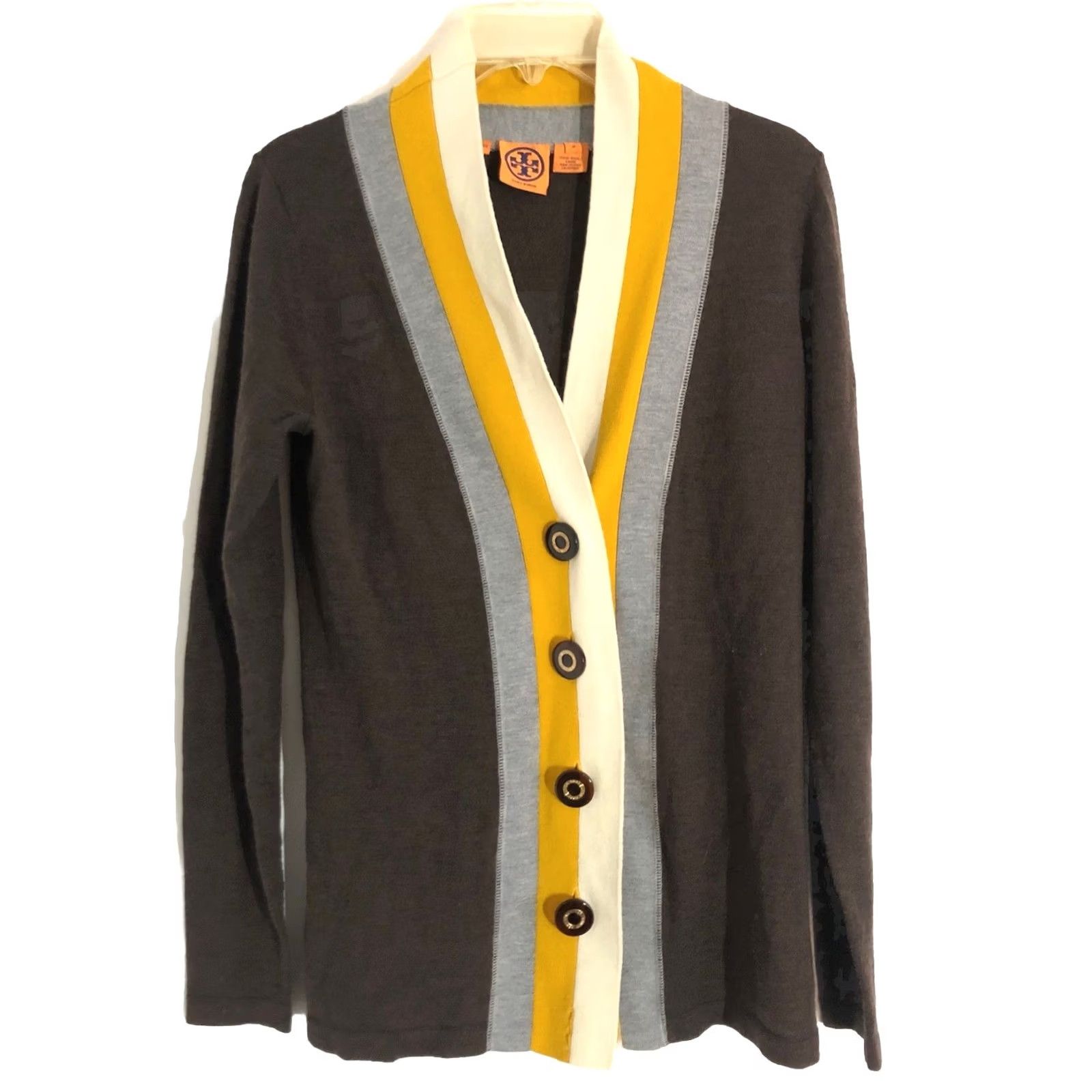 Tory Burch Tory Burch Cardigan Women Brown Wool Long Sleeve V-Neck Button Knit Raglan Sleeve Size M Size M / US 6-8 / IT 42-44 - 2 Thumbnail