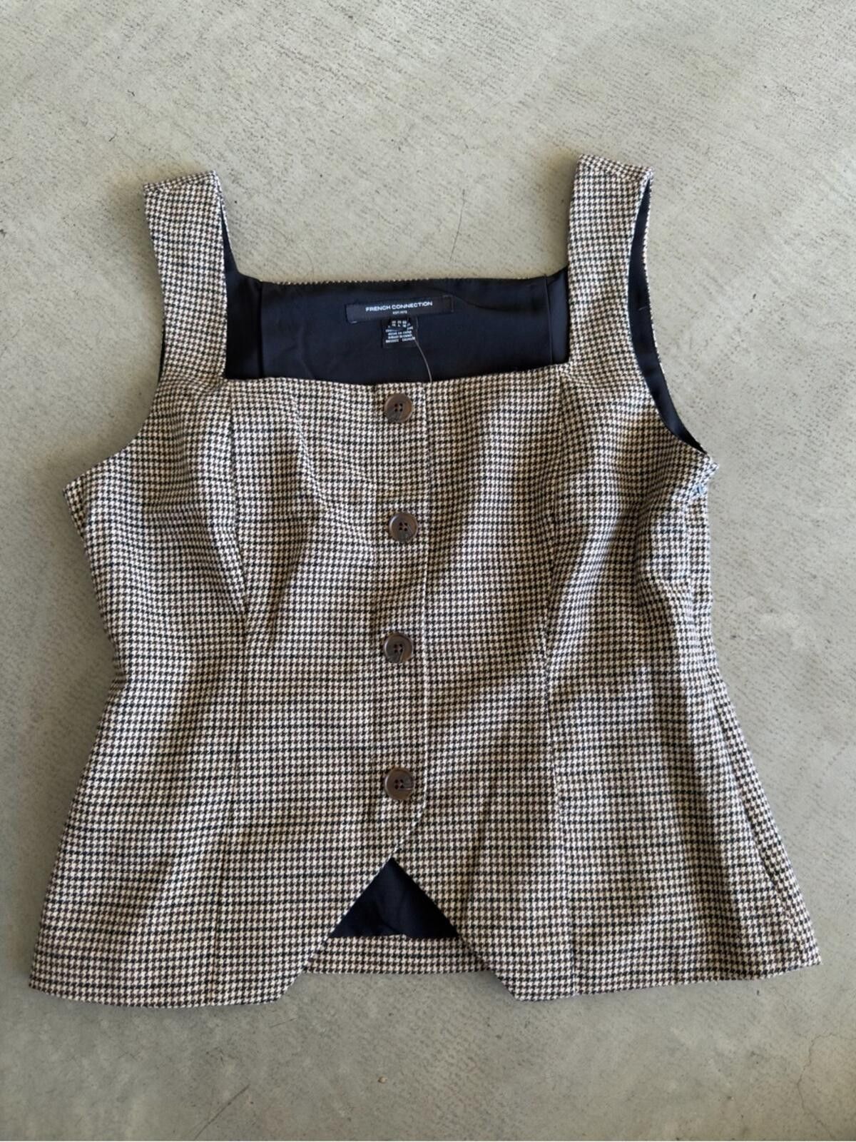 French Connection French Connection / Houndstooth Vest Top / tan brown Size L / US 10 / IT 46 - 2 Thumbnail