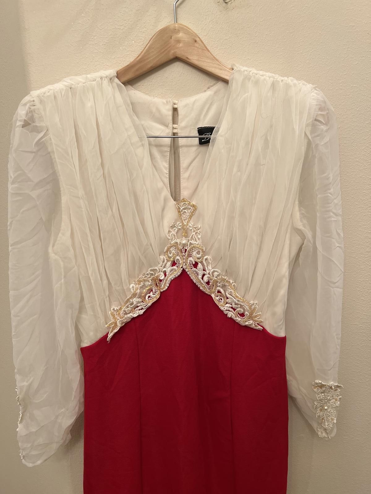 Dillard's Elegant Vintage Red and White Dress by Dollar USA Size L / US 10 / IT 46 - 2 Thumbnail