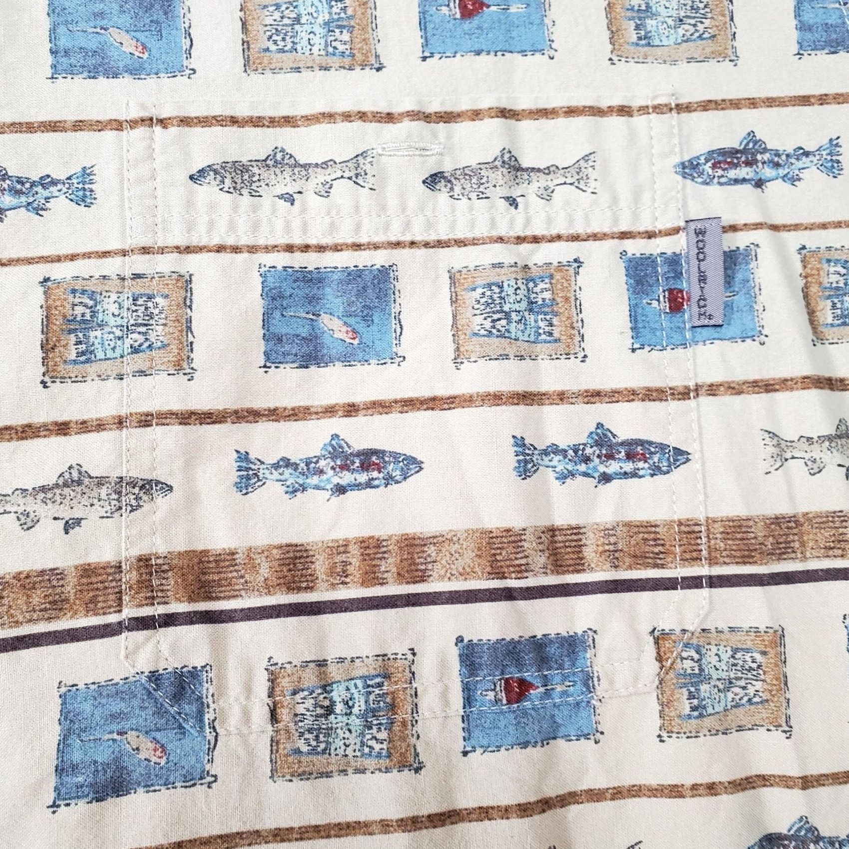 Vintage Woolrich Shirt Mens 2XL Beige Fish Lures All Over Print Fishing Short Sleeve Button-Up Collared Casual Outdoors Mens Size US XXL / EU 58 / 5 - 4 Thumbnail