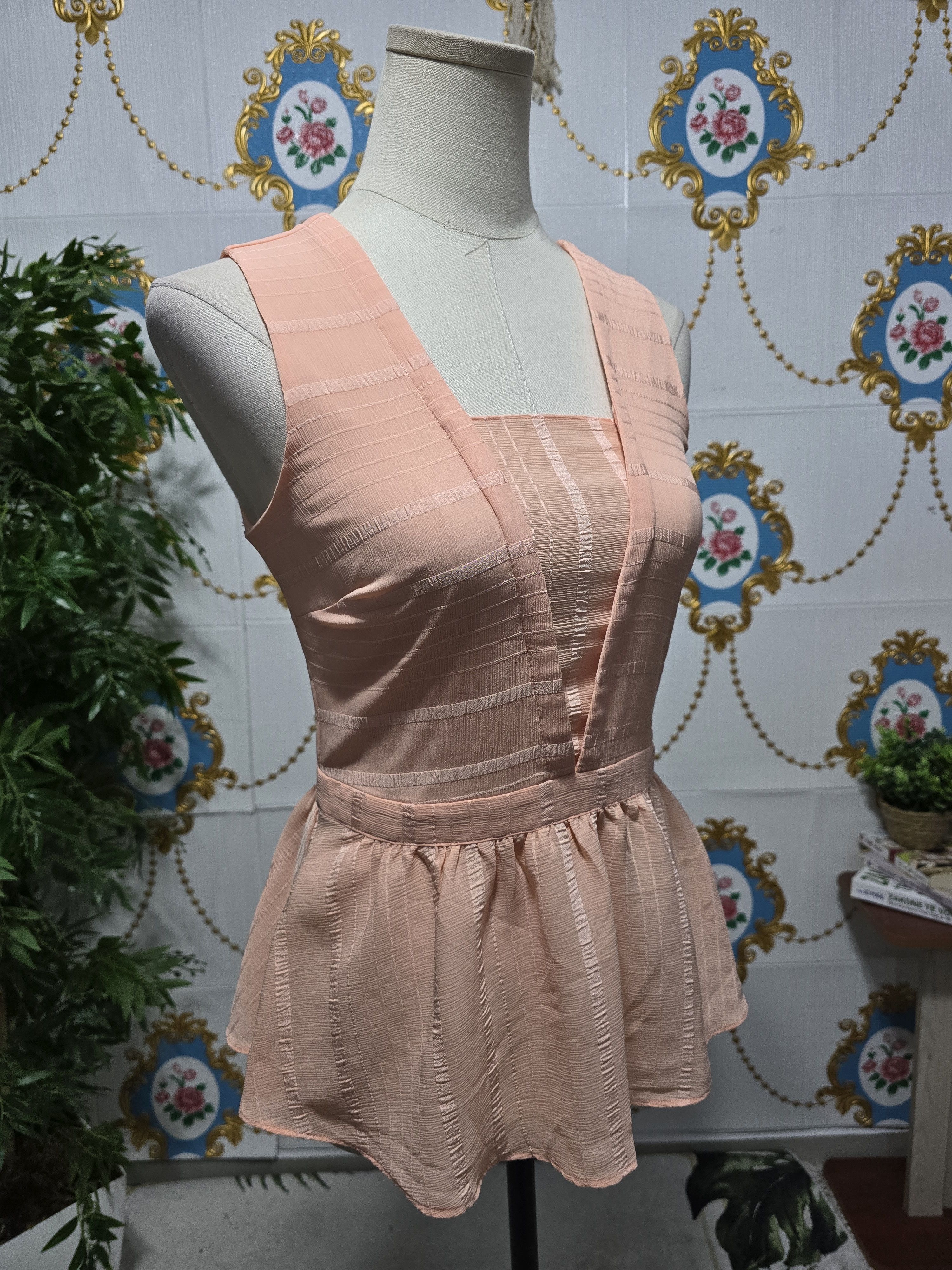 Armani Exchange Armani Exchange, Peach Peplum Sleeveless Top Size S / US 4 / IT 40 - 4 Thumbnail