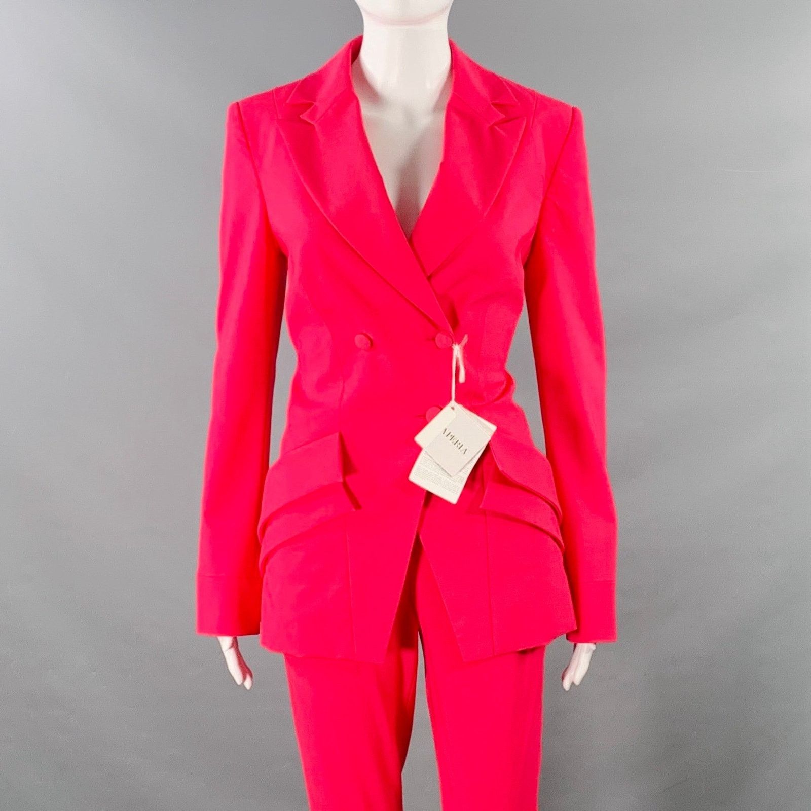 La Perla LA PERLA Size 4 Hot Pink Wool Blend Double Breasted Pantsuit Size 27" / US 4 / IT 40 - 1 Thumbnail