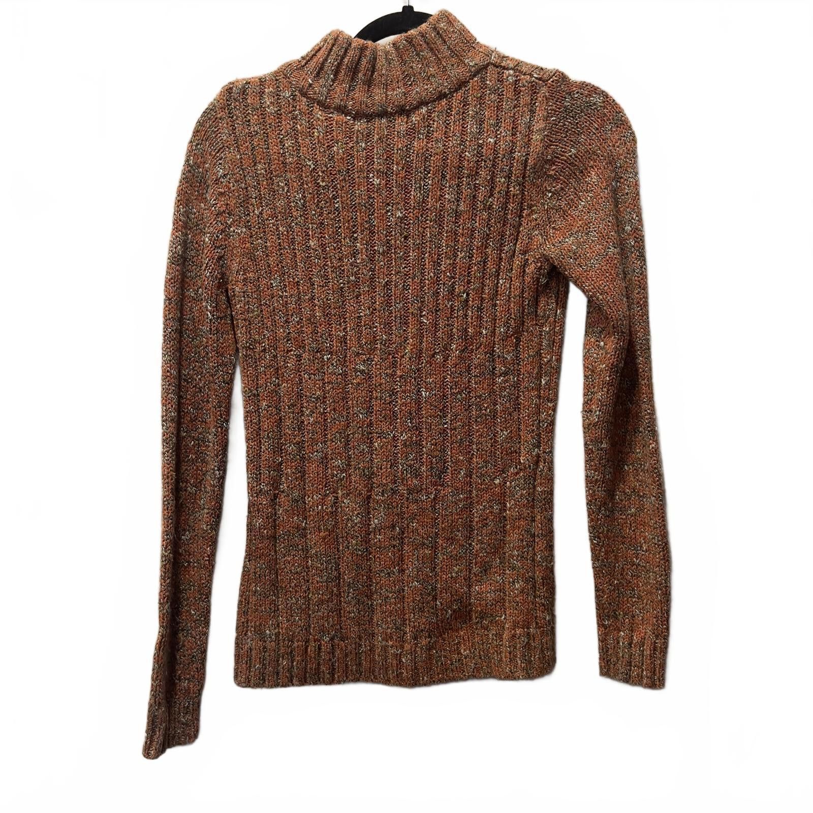 Other Liz Claiborne Women's Orange Ribbed Knit Sweater with Zip Size M / US 6-8 / IT 42-44 - 2 Thumbnail