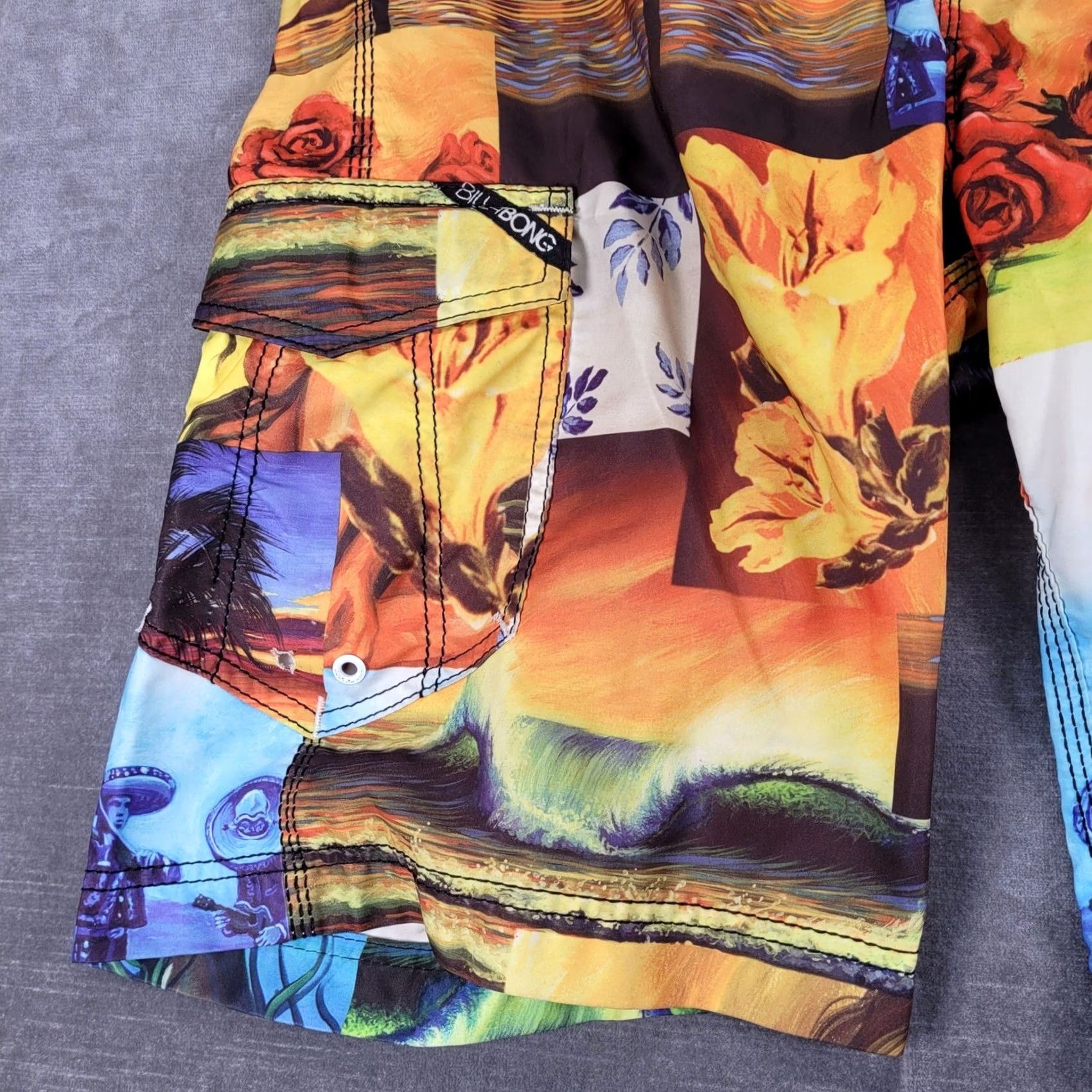 Billabong Billabong Board Shorts Mens Swim Trunks Size 32 Multicolor Patchwork Size US 31 - 4 Thumbnail