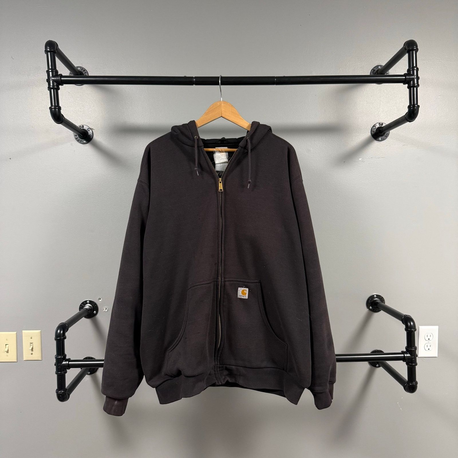 Carhartt Vintage Carhartt Faded Black Thermal Lined Zip Up Hoodie Size US XXL / EU 58 / 5 - 2 Thumbnail