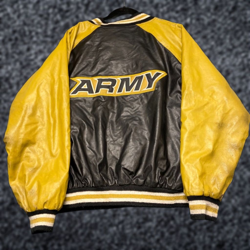 Vintage Steve & Barry's Army Varsity Jacket Mens L Black Yellow Raglan Sleeve Snap Front Size US L / EU 52-54 / 3 - 1 Thumbnail