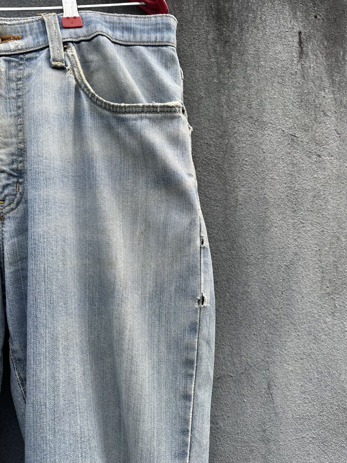 Edwin 👹Vintage Edwin 408 Soft-Flex THRASHED Baggy Jeans Size US 33 - 10 Thumbnail
