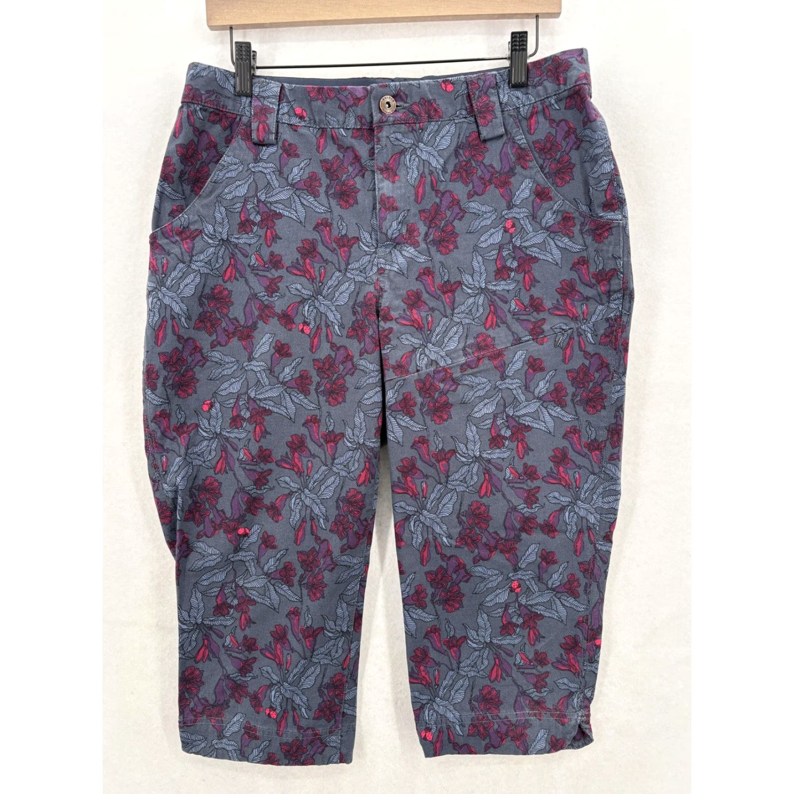 Duluth Trading Company Duluth Pedal Pusher Pants Womens 10 Gray Floral Stretch Size 32" / US 10 / IT 46 - 2 Thumbnail