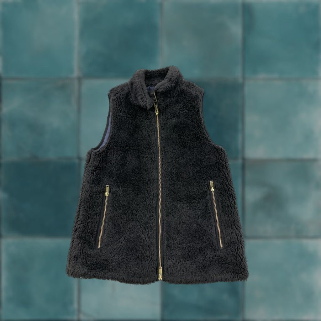 J.Crew J.Crew Vest Womens 2XS Black Faux Fur Fleece Full Zip Up Sleeveless Size XXS / US 00 / IT 34 - 1 Thumbnail