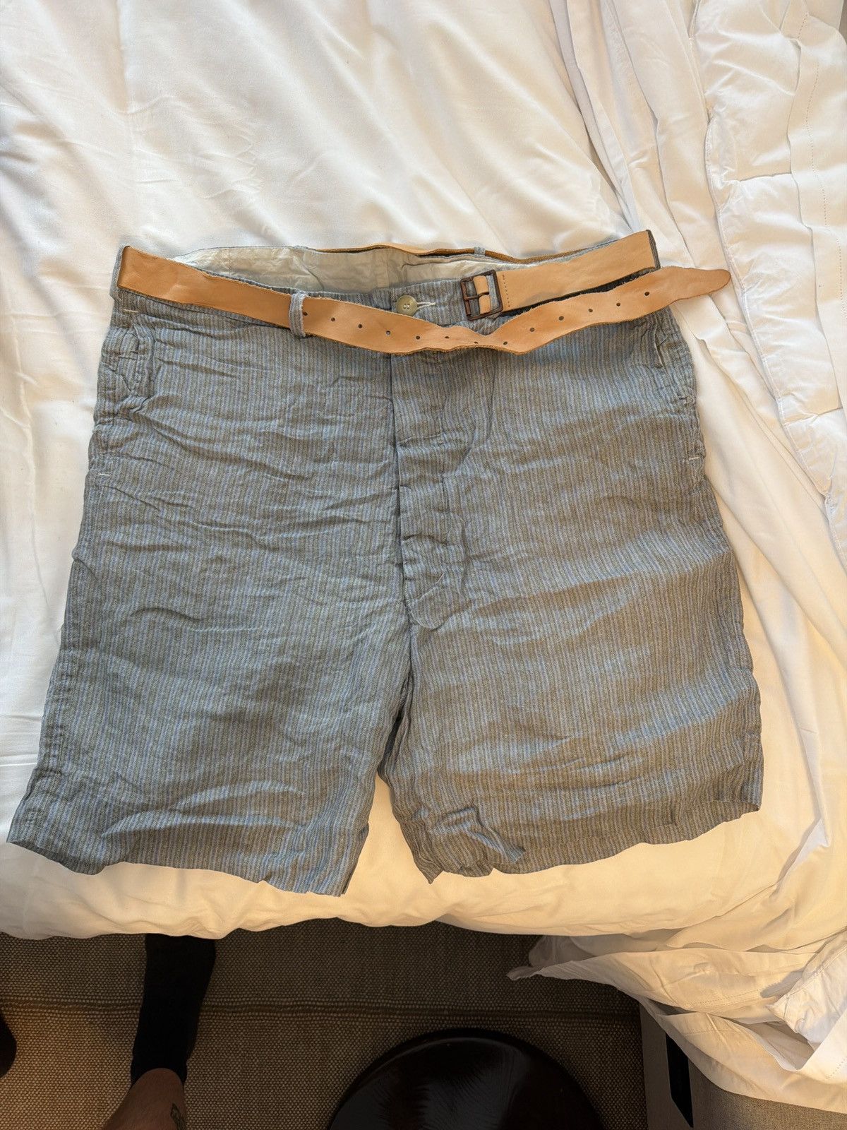 Paul Harnden Shoemakers Linen Belted Shorts Size US 34 / EU 50 - 1 Thumbnail