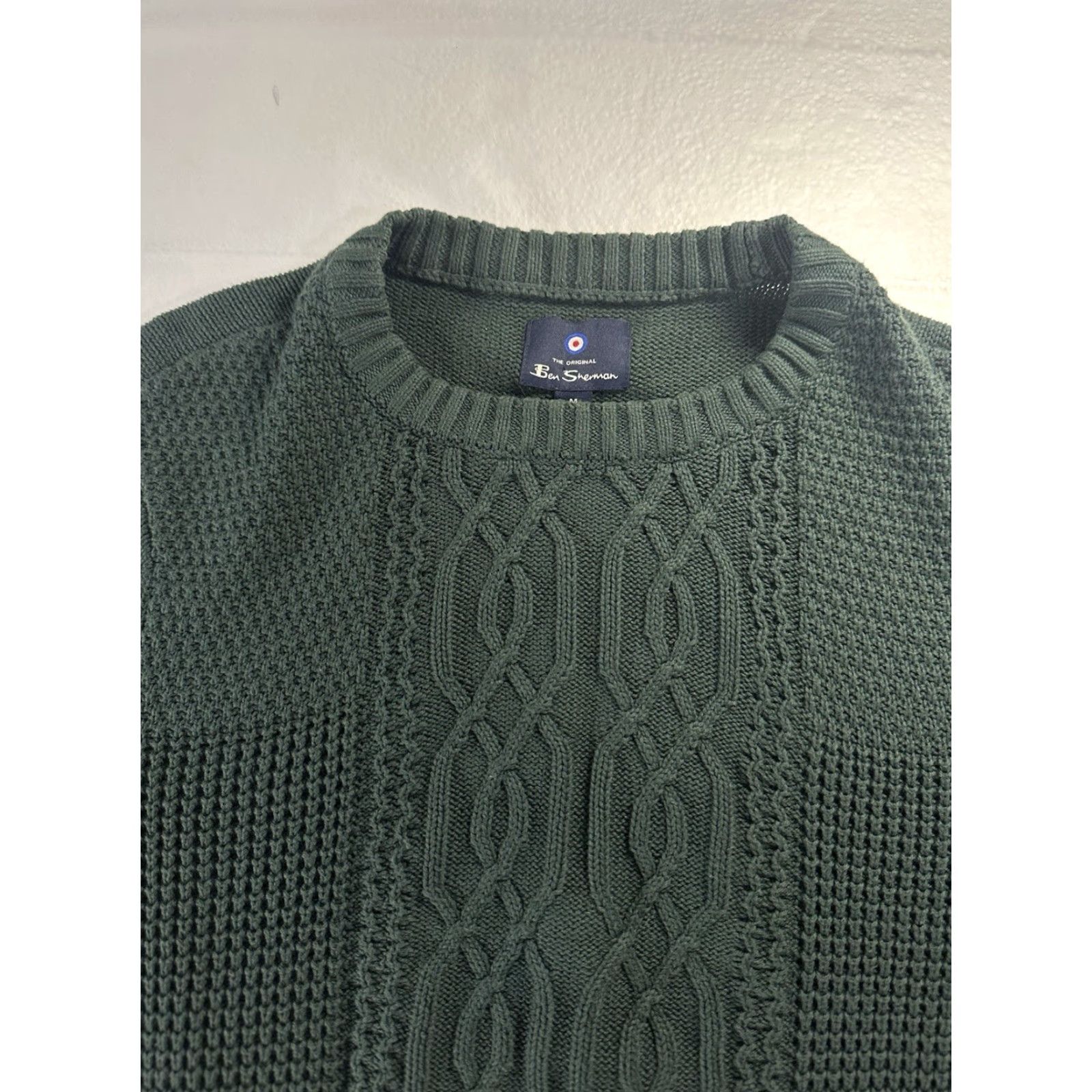 Ben Sherman Ben Sherman Sweater Men Medium Green Cable-Knit Long Sleeve Sweatshirt Pullover Size US M / EU 48-50 / 2 - 3 Thumbnail