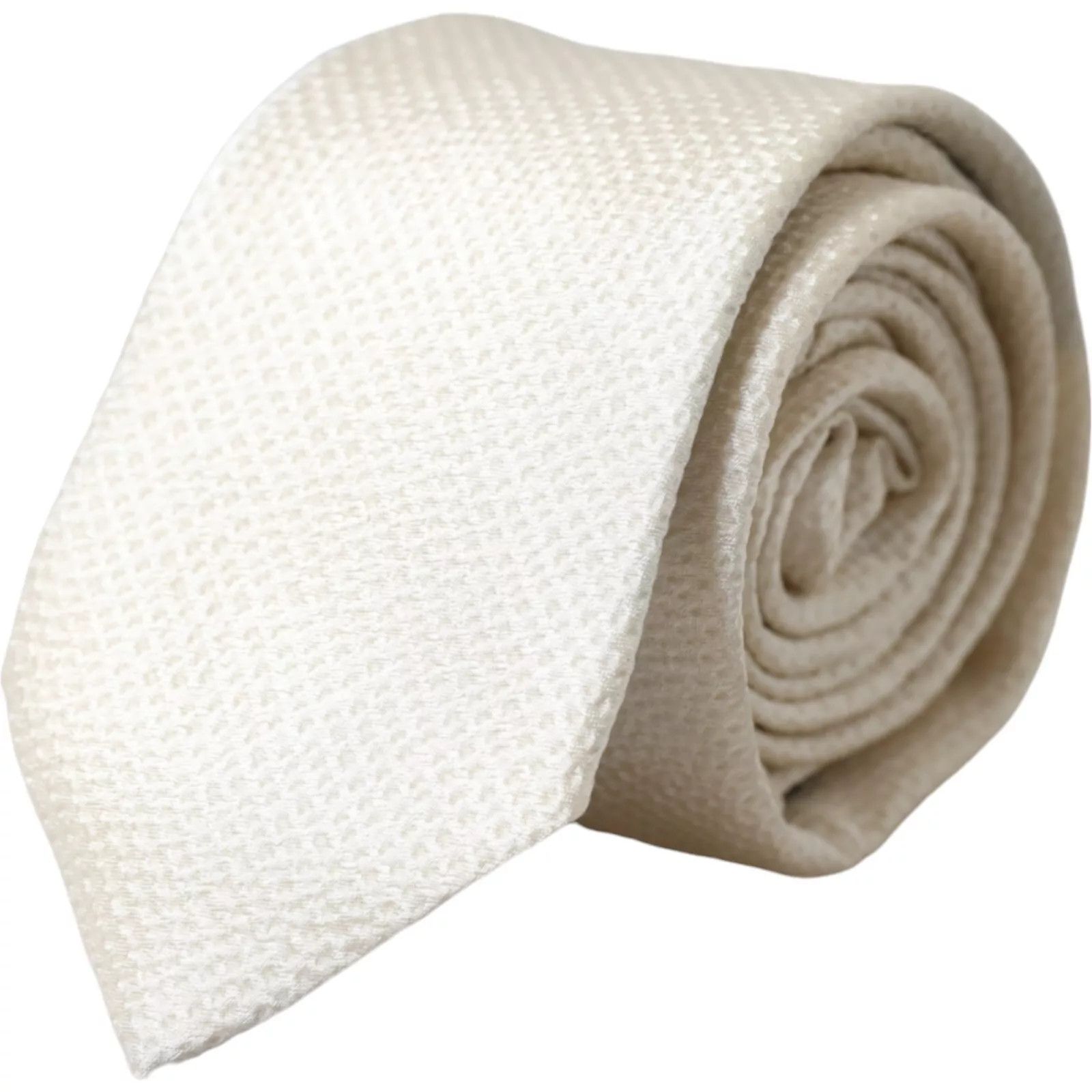 Dolce & Gabbana Off White 100% Silk Adjustable NeckMen's Men Men's Tie Size ONE SIZE - 1 Thumbnail