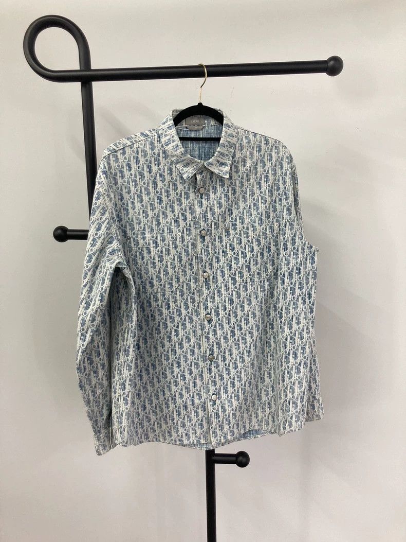 Dior Dior Blue old flower denim shirt Size US XXS / EU 40 - 1 Thumbnail