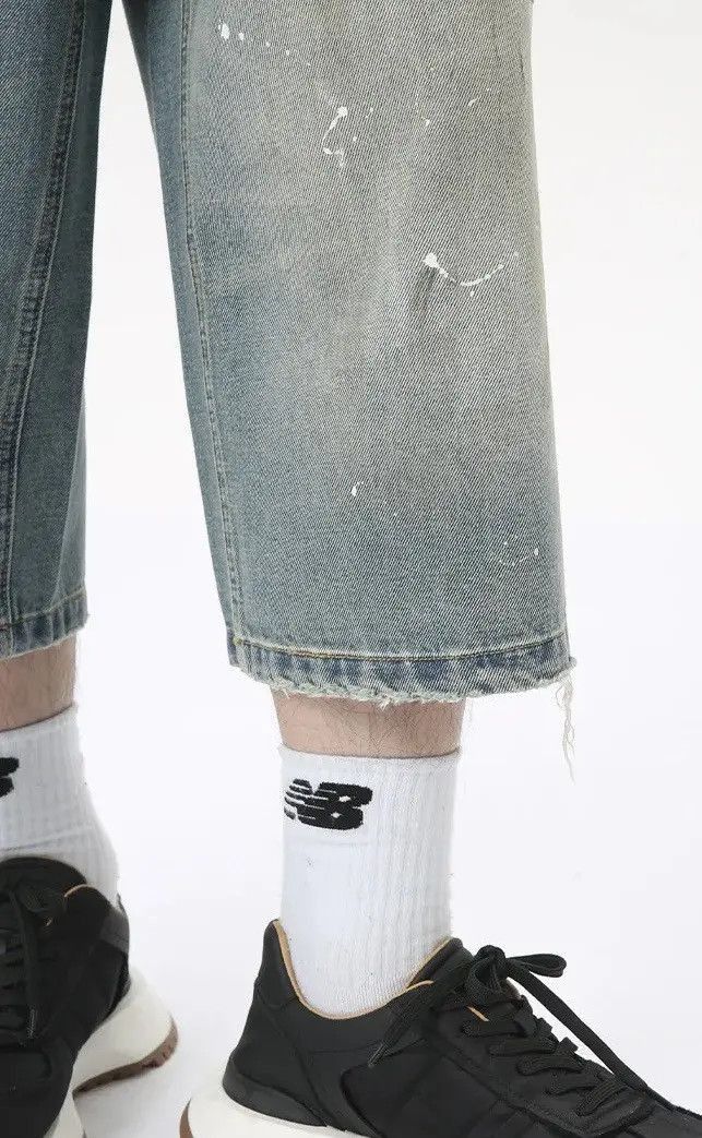 Japanese Brand Design Loose Baggy Washed Blue Wide Leg Shorts y2k Size US 33 - 3 Thumbnail