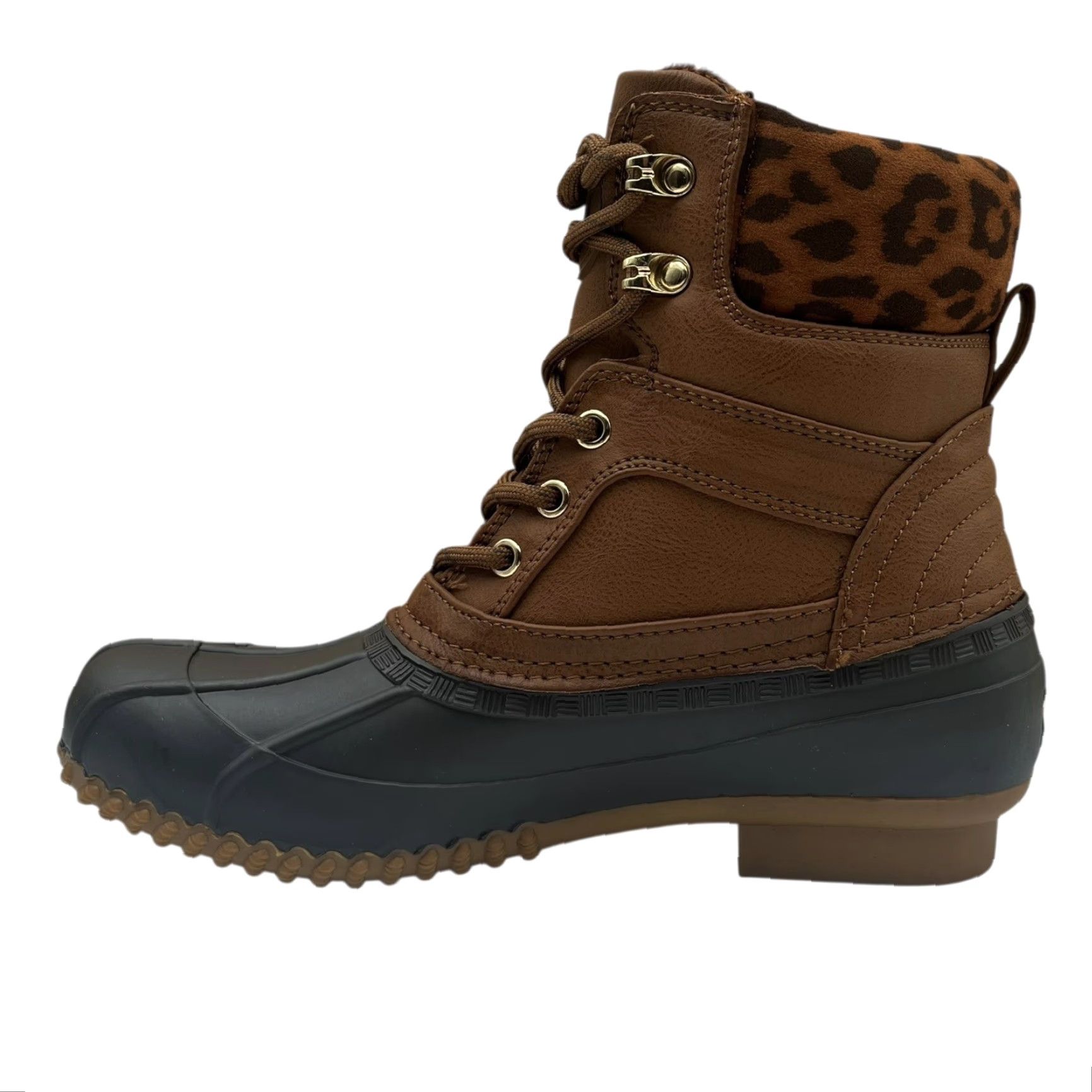 Tommy Hilfiger Tommy Hilfiger Women's Boots Duck Boot Mid-Calf Warm Lined Brown Leopard Print Faux-Shearling Trim 7-7.5 M Solid Leather Upper Rubber Sole Size US 7 / IT 37 - 6 Thumbnail